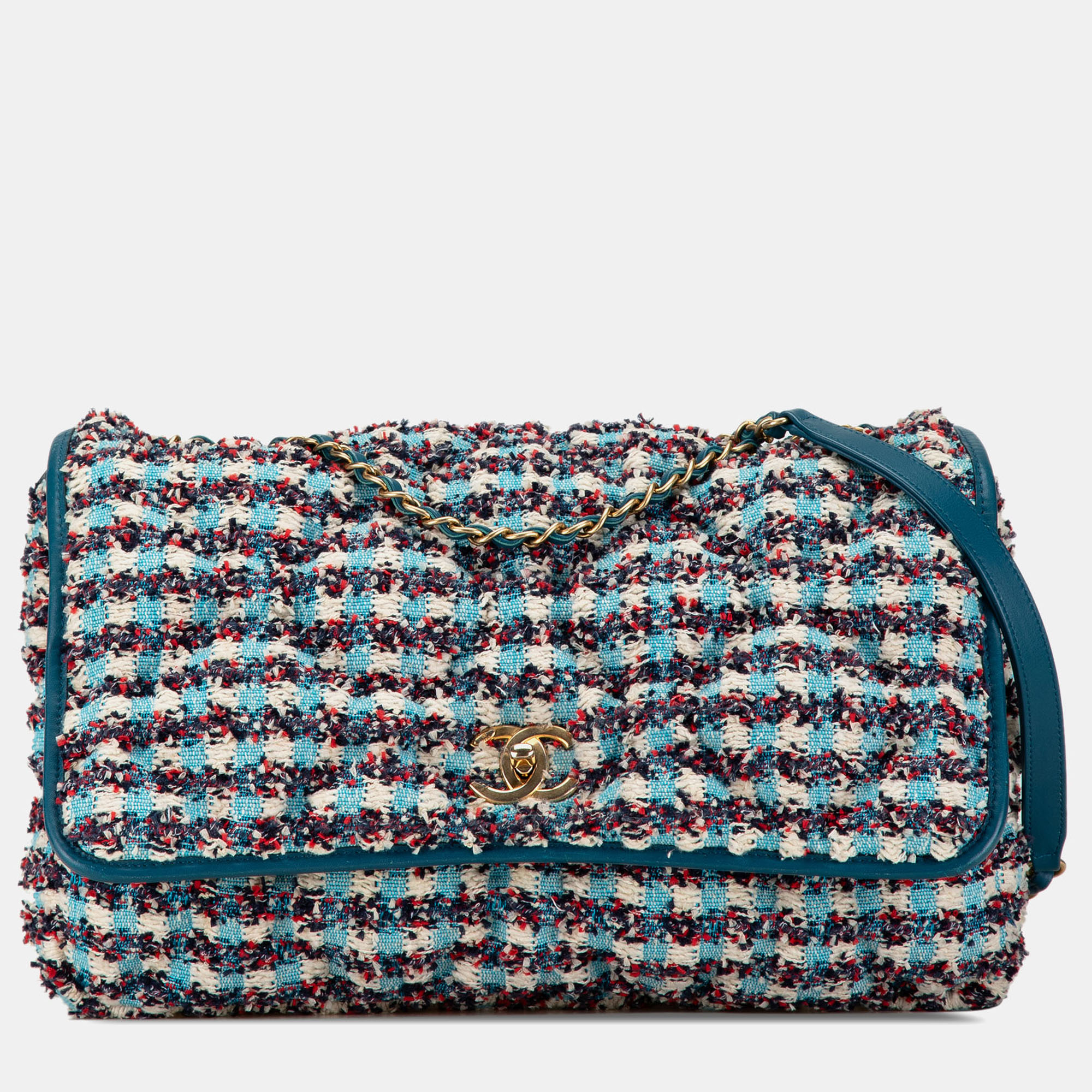 

Chanel Blue Maxi Tweed Chesterfield Single Flap