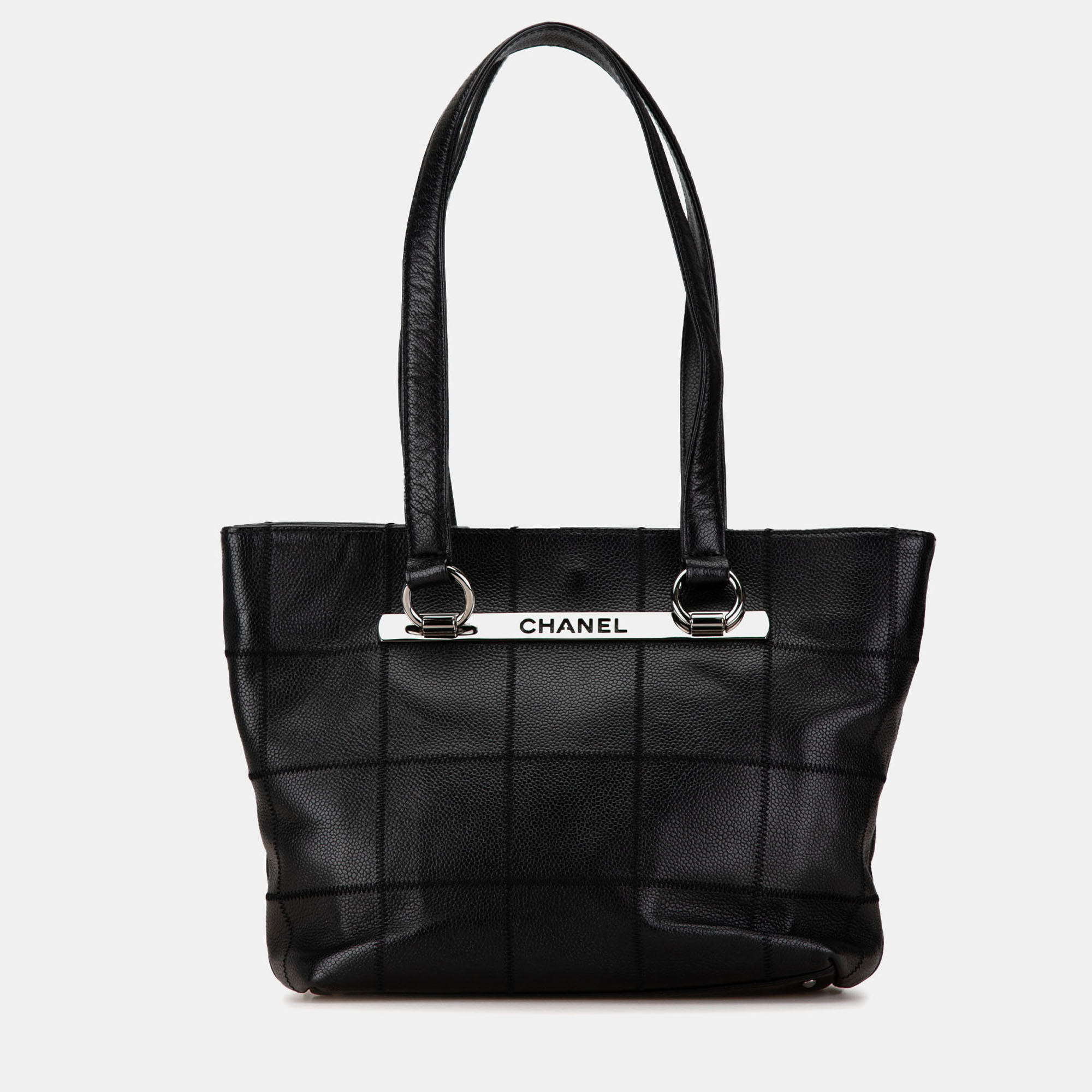 Pre-owned Chanel Black Caviar Choco Bar Tote