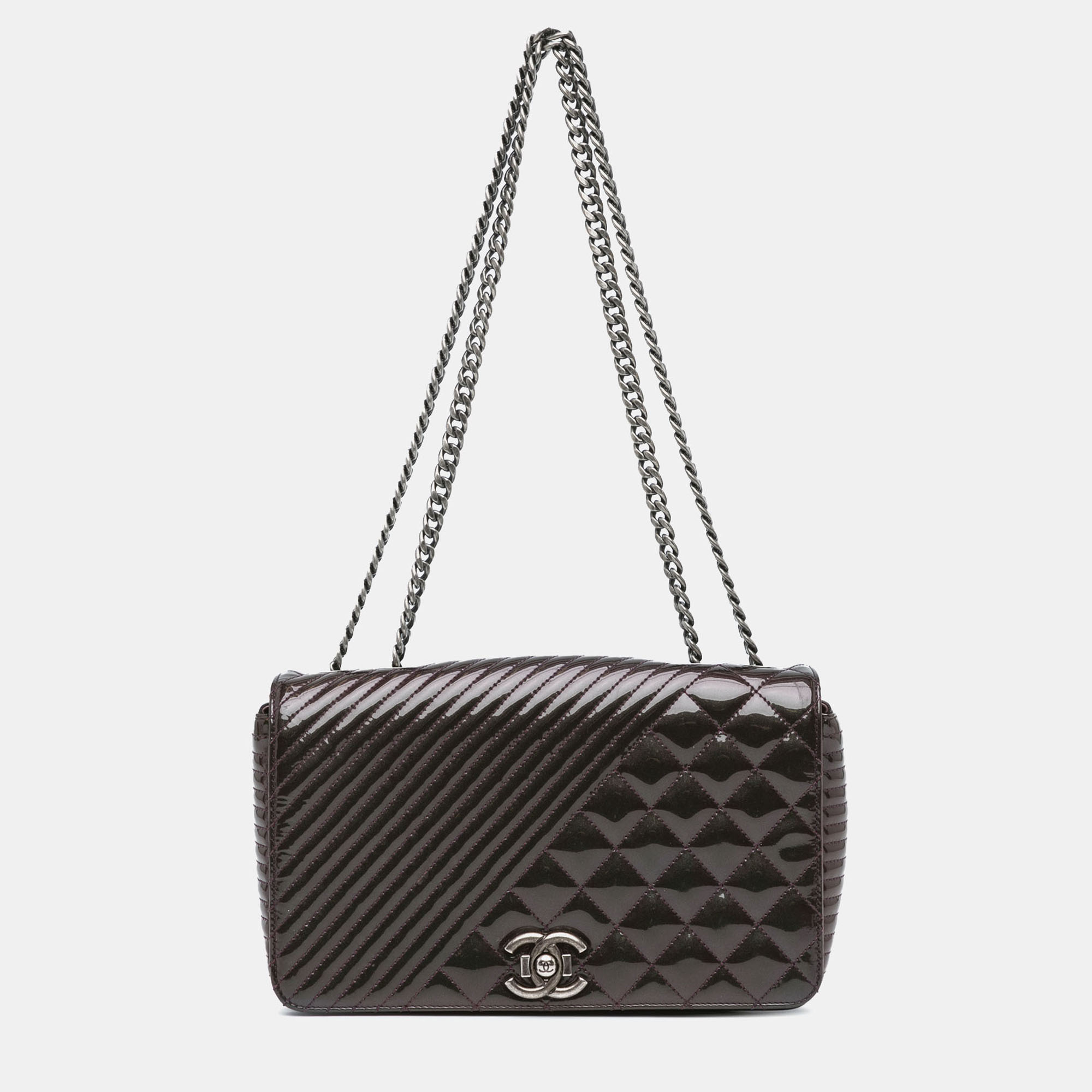 

Chanel Purple Medium Patent Coco Boy Flap