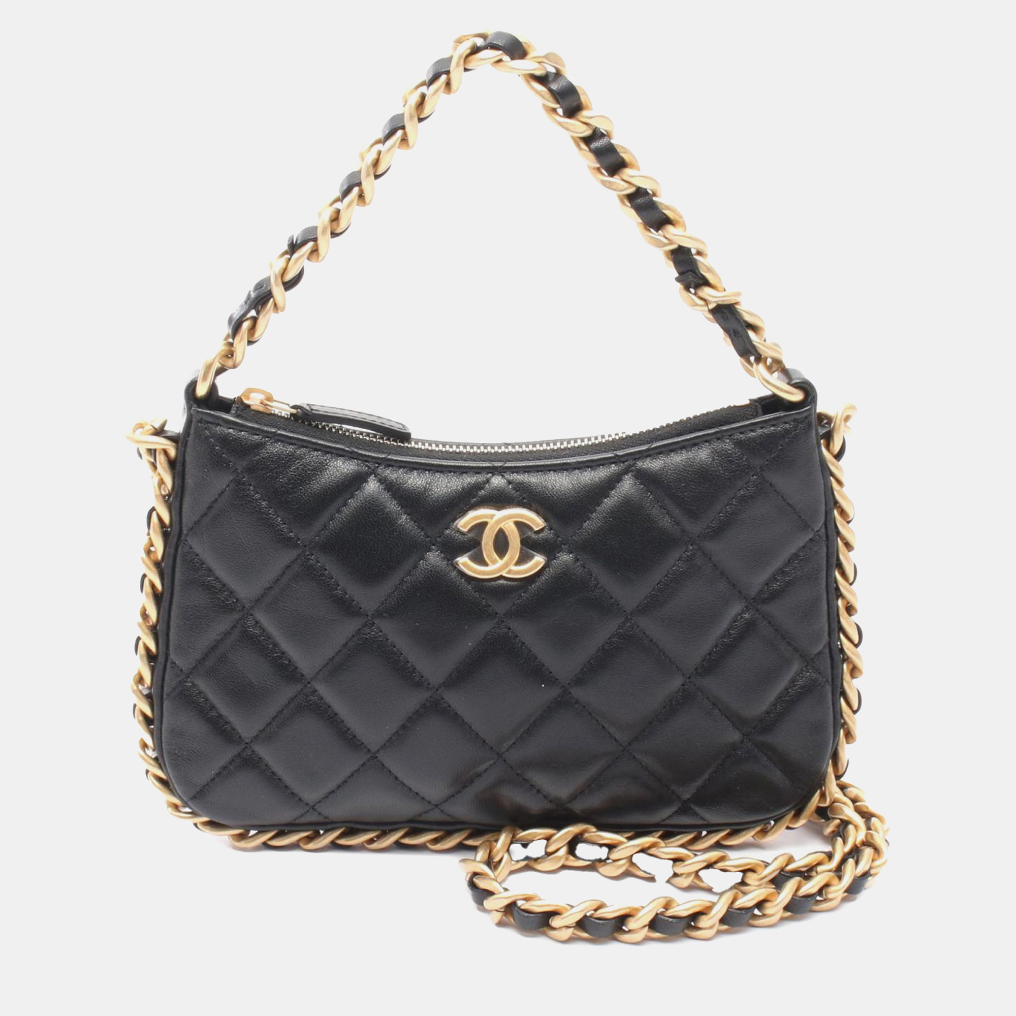 

Chanel Black Quilted Lambskin Chain Around Hobo