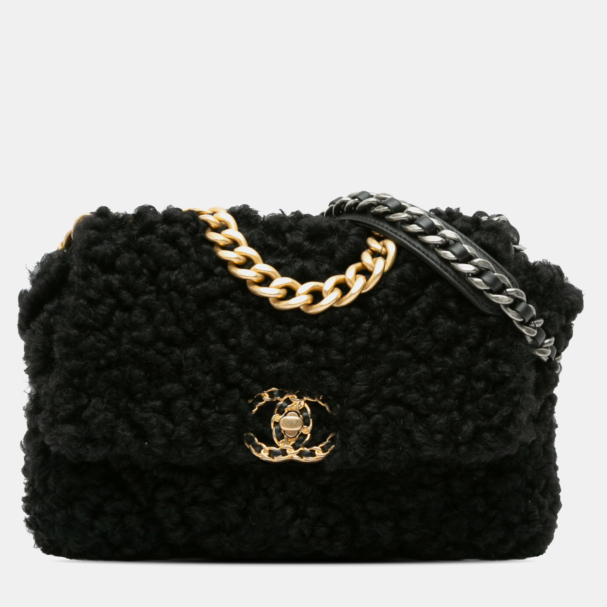 

Chanel Black Medium Shearling 19 Flap