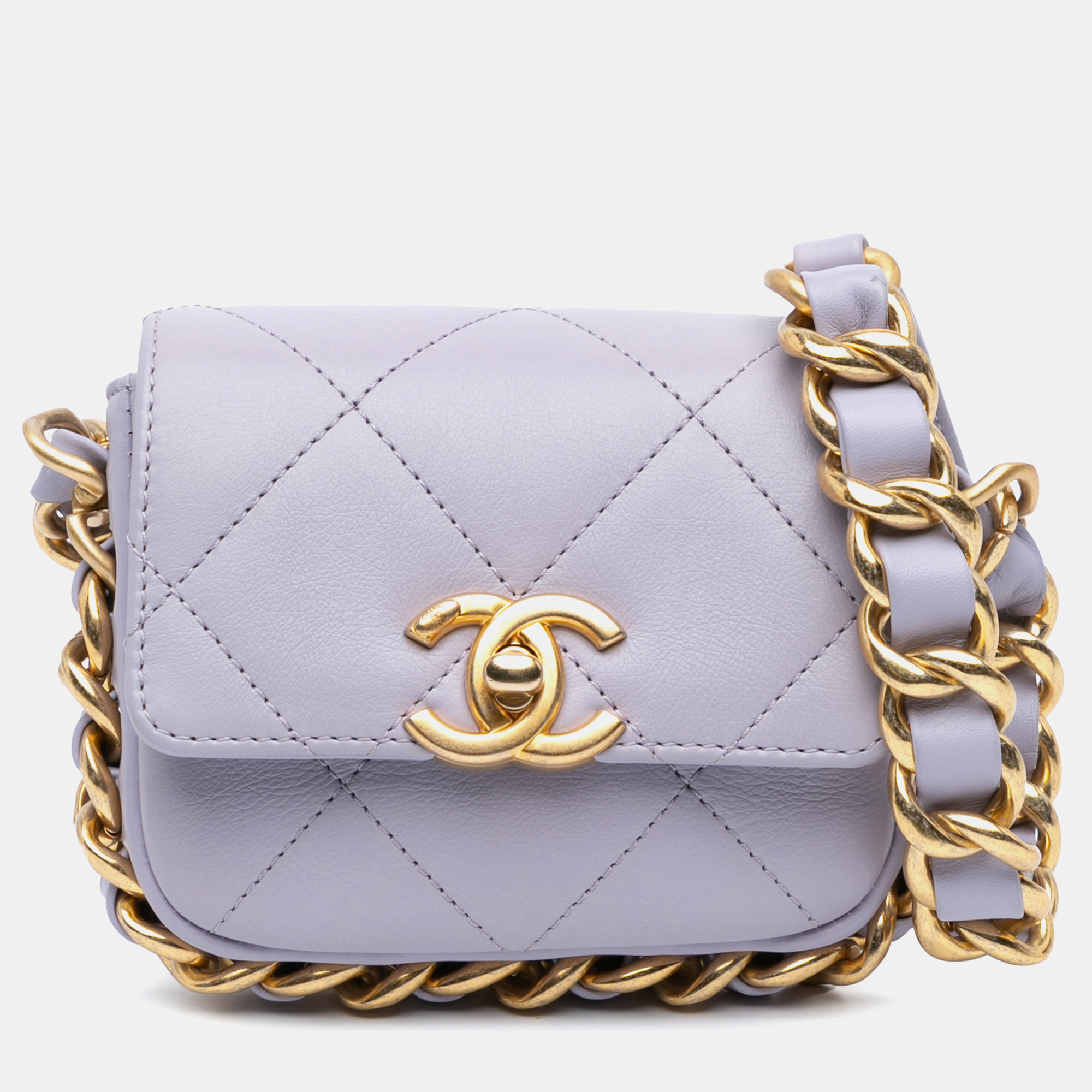 

Chanel Purple Mini Quilted Calfskin Framing Chain Flap
