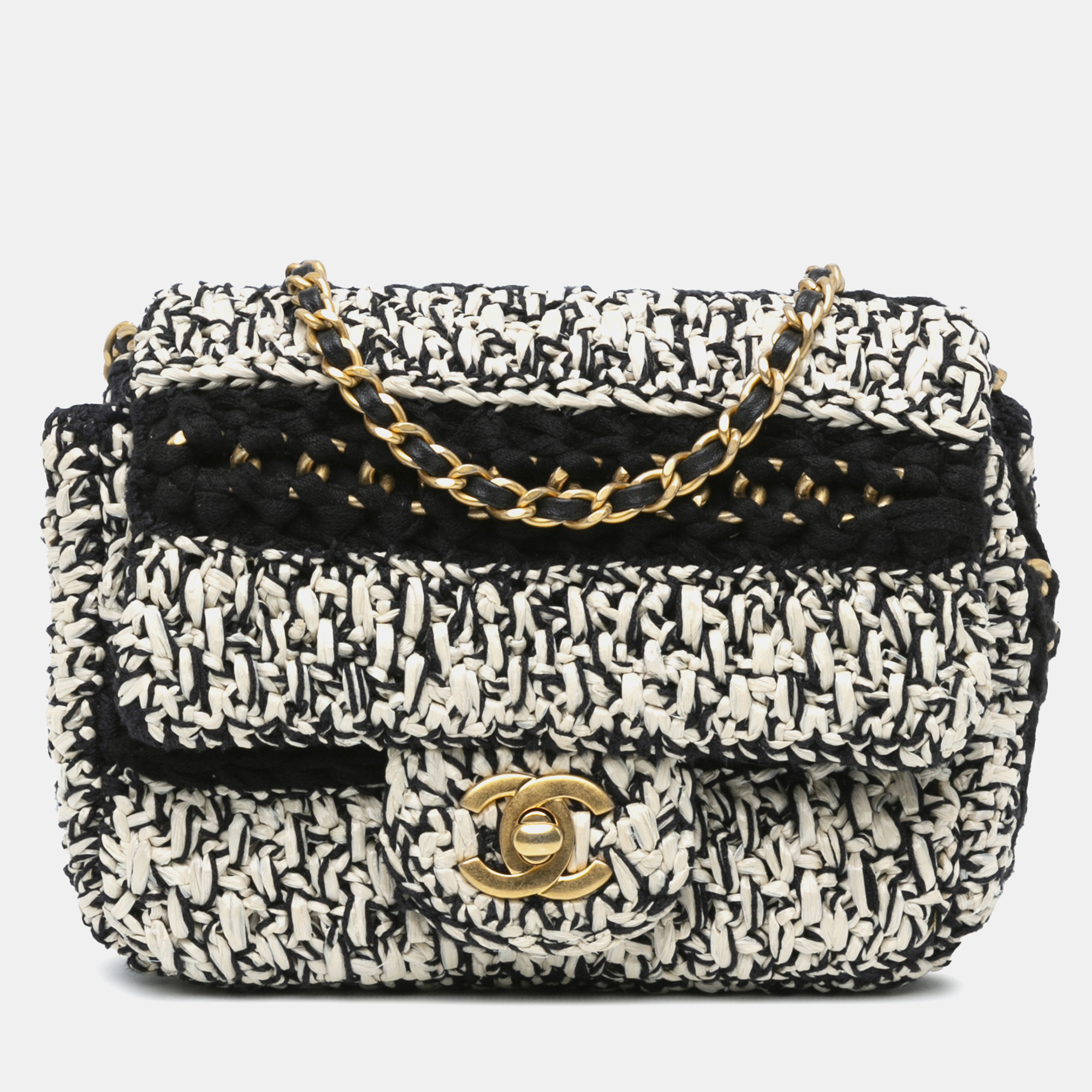 

Chanel White Raffia Braided with Love Flap