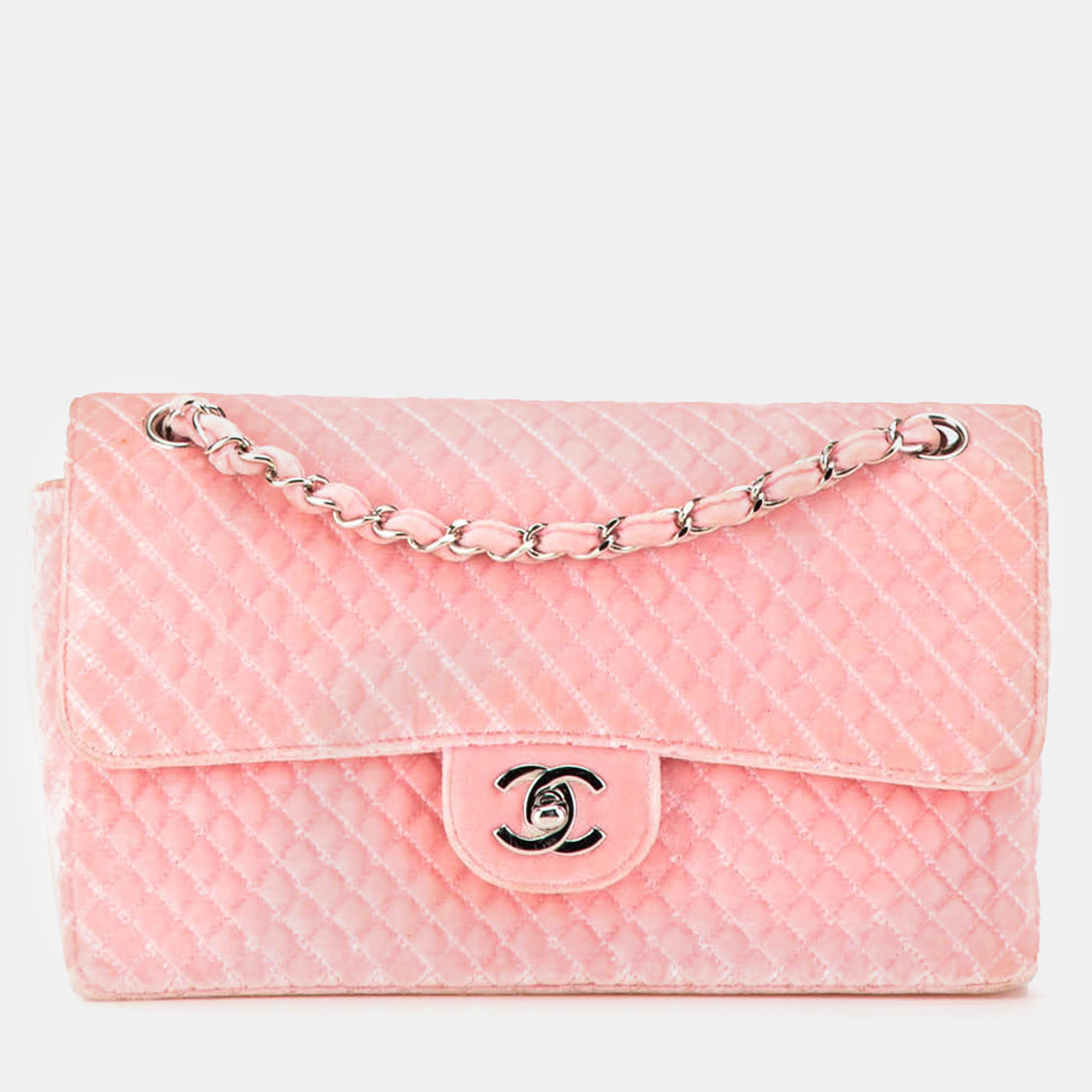 

Chanel Pink Medium Micro Quilted Velvet CC Flap