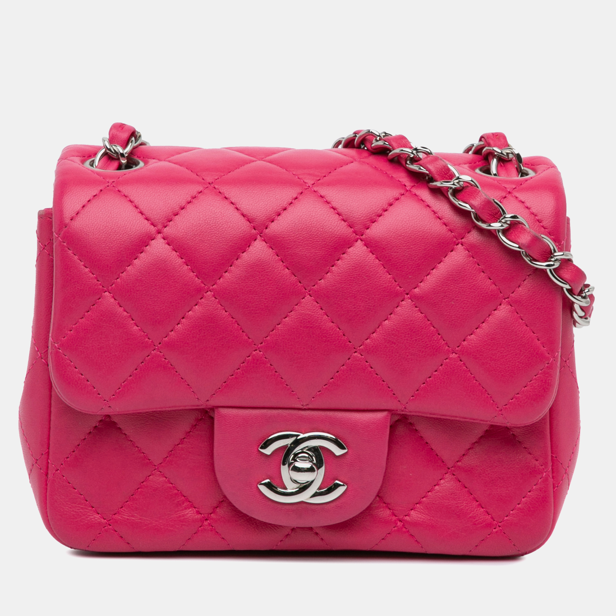

Chanel Pink Mini Square Classic Lambskin Single Flap