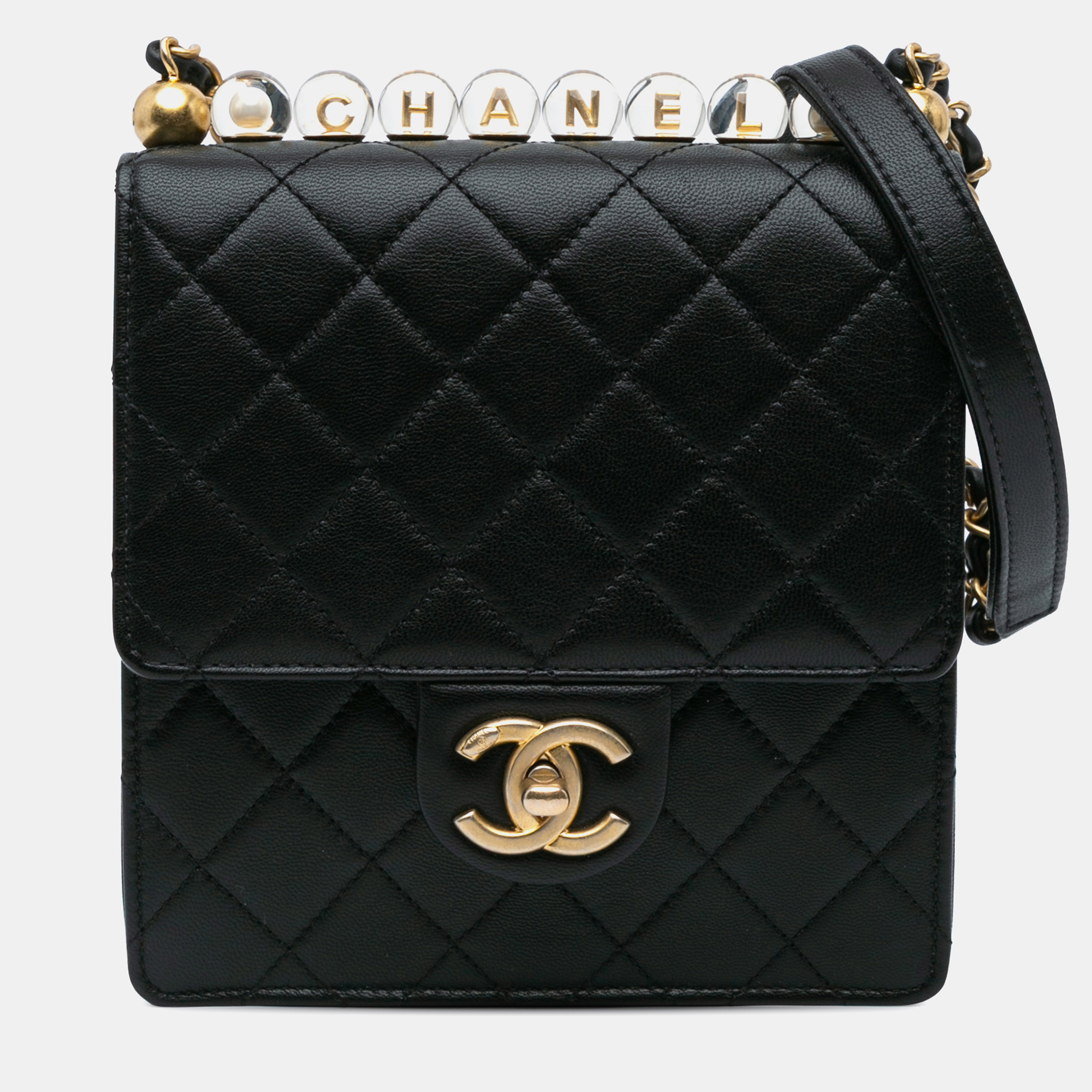 

Chanel Black Small Lambskin Chic Pearls Flap