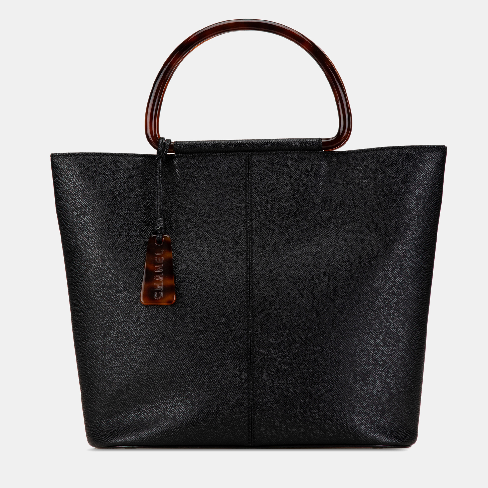 Pre-owned Chanel Black Caviar Tortoise Top Handle Tote
