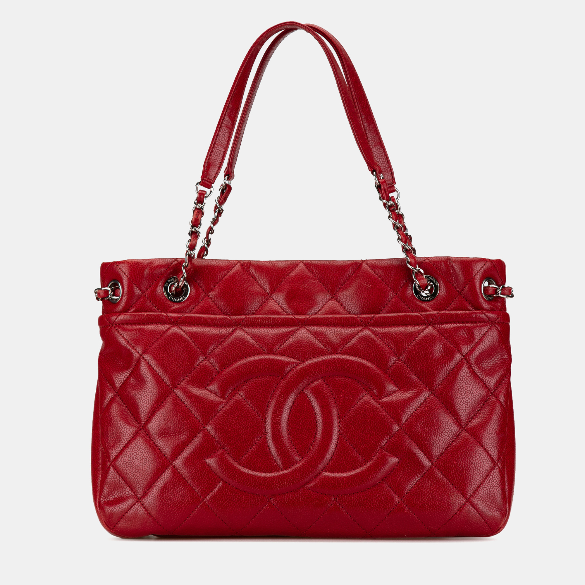 

Chanel Red Quilted Caviar Soft Tote