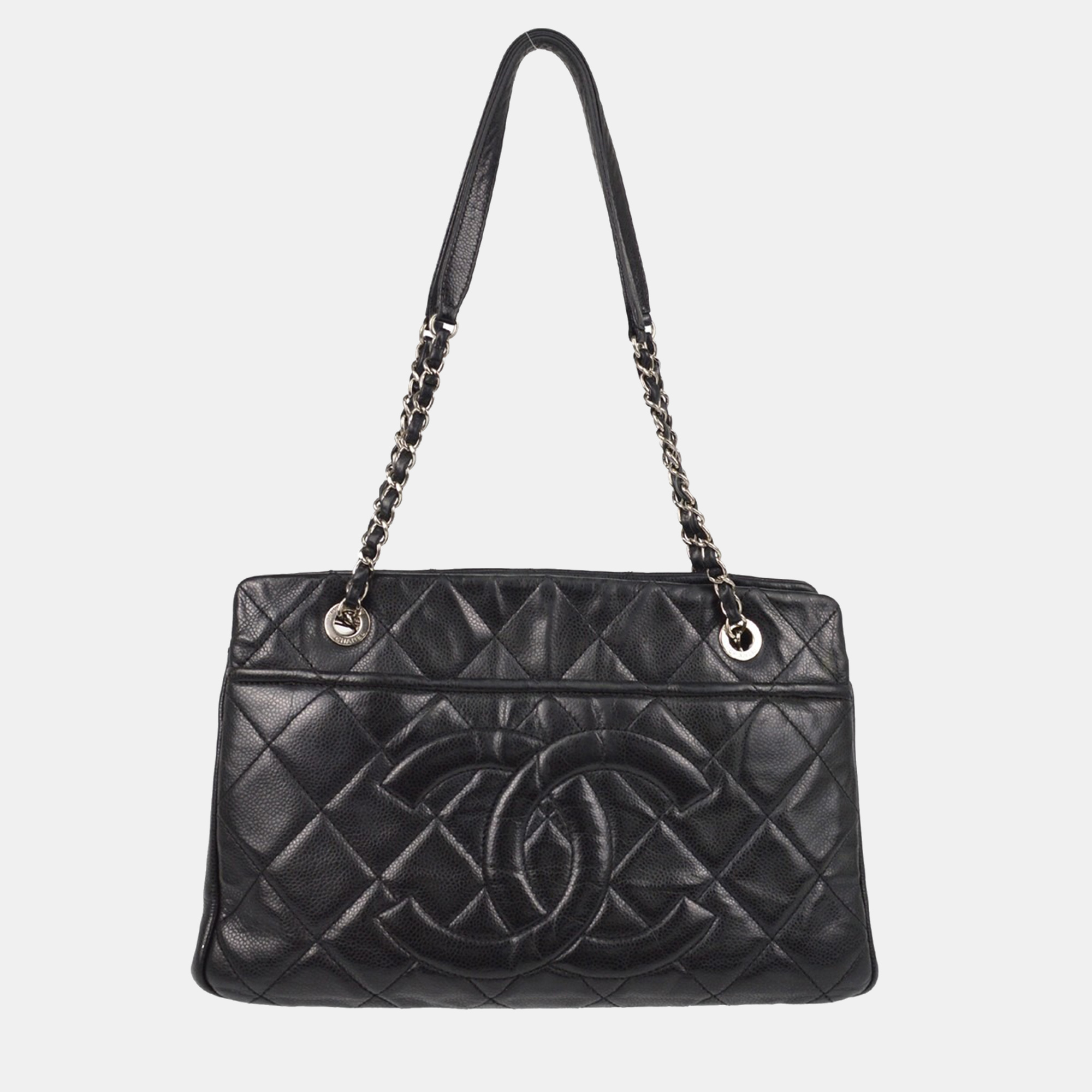 

Chanel Black Calfskin Shoulder Tote Bag