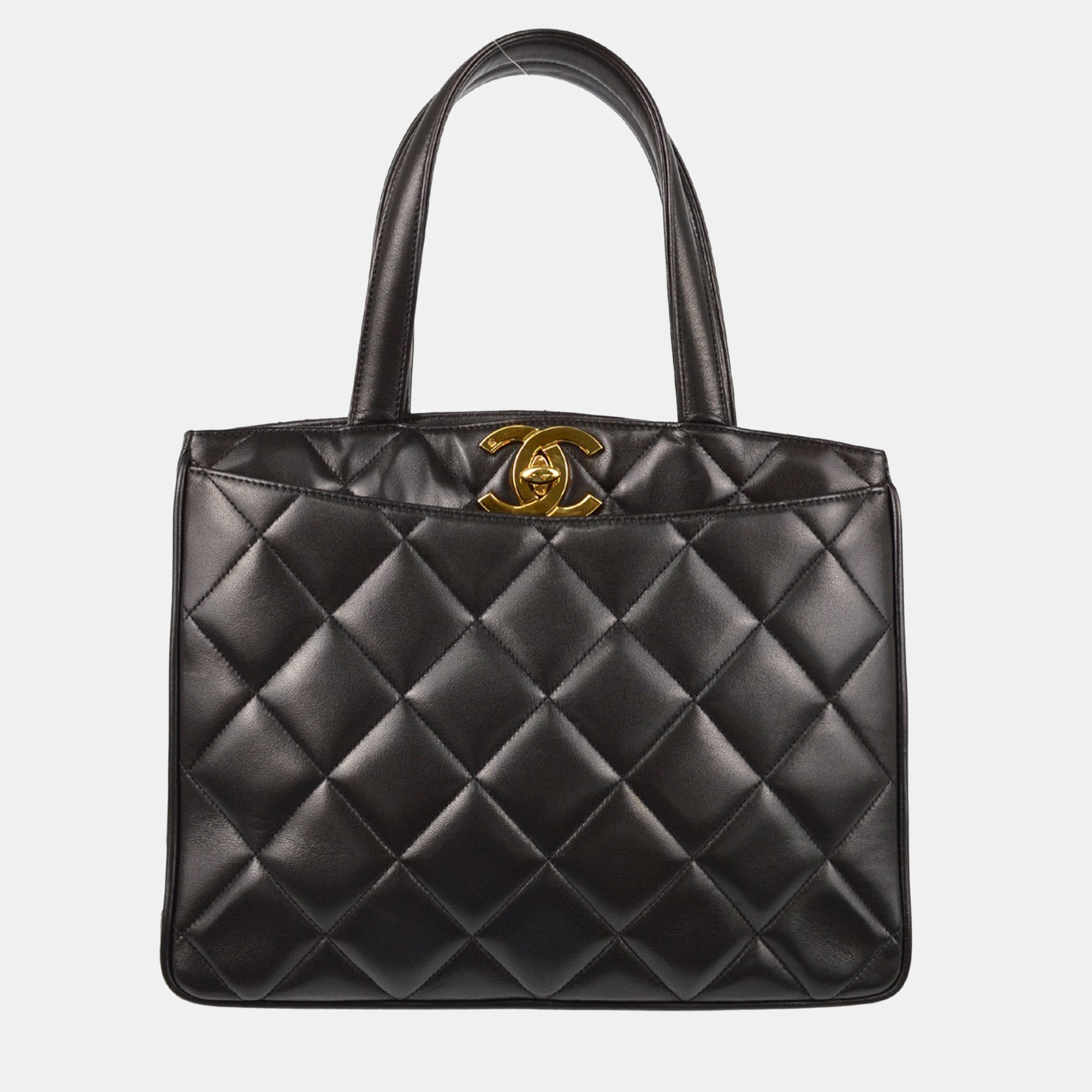 Pre-owned Chanel Black Lambskin Tote Bag
