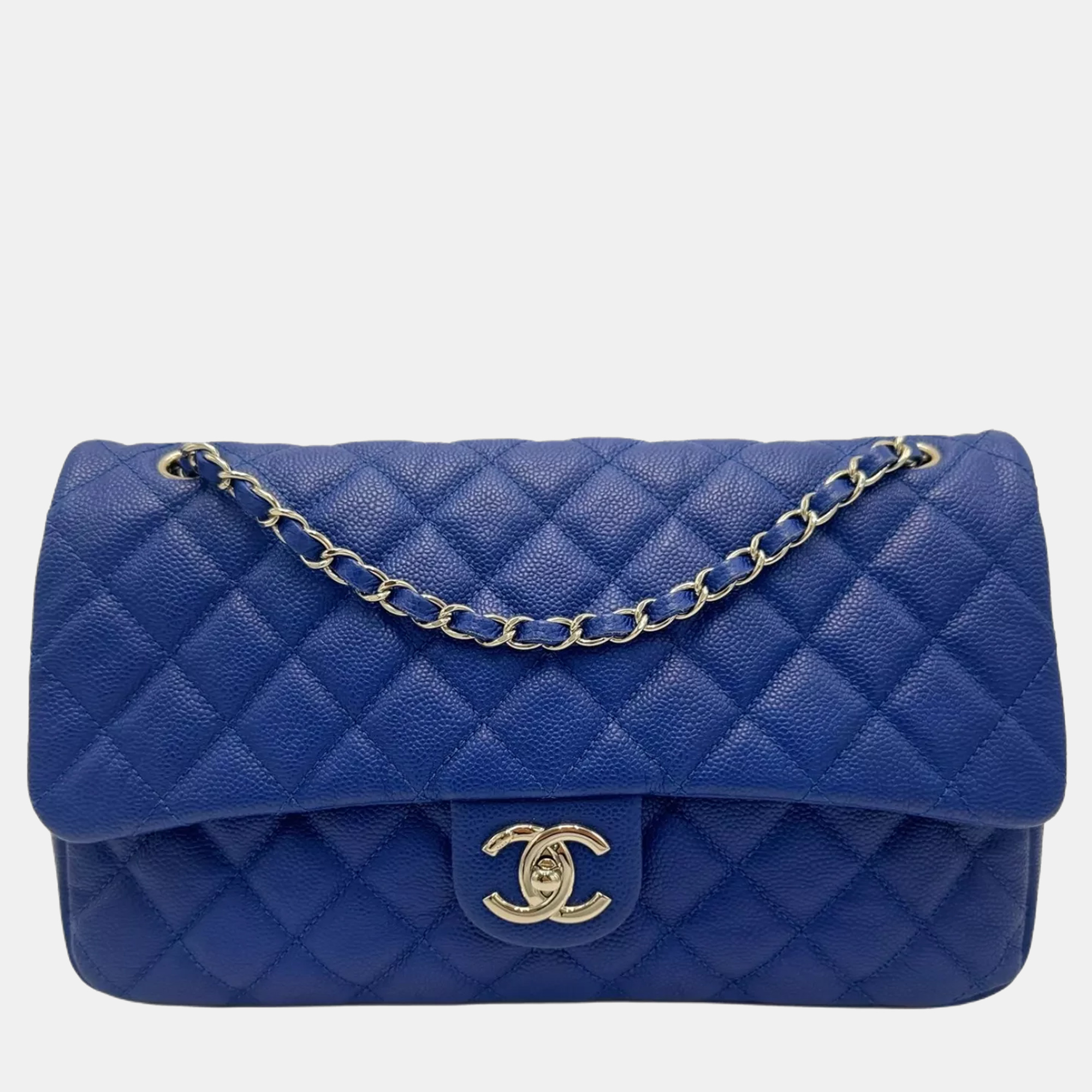 

Chanel Easy Flap Blue Quilted Caviar Leather Chain Shoulder Bag