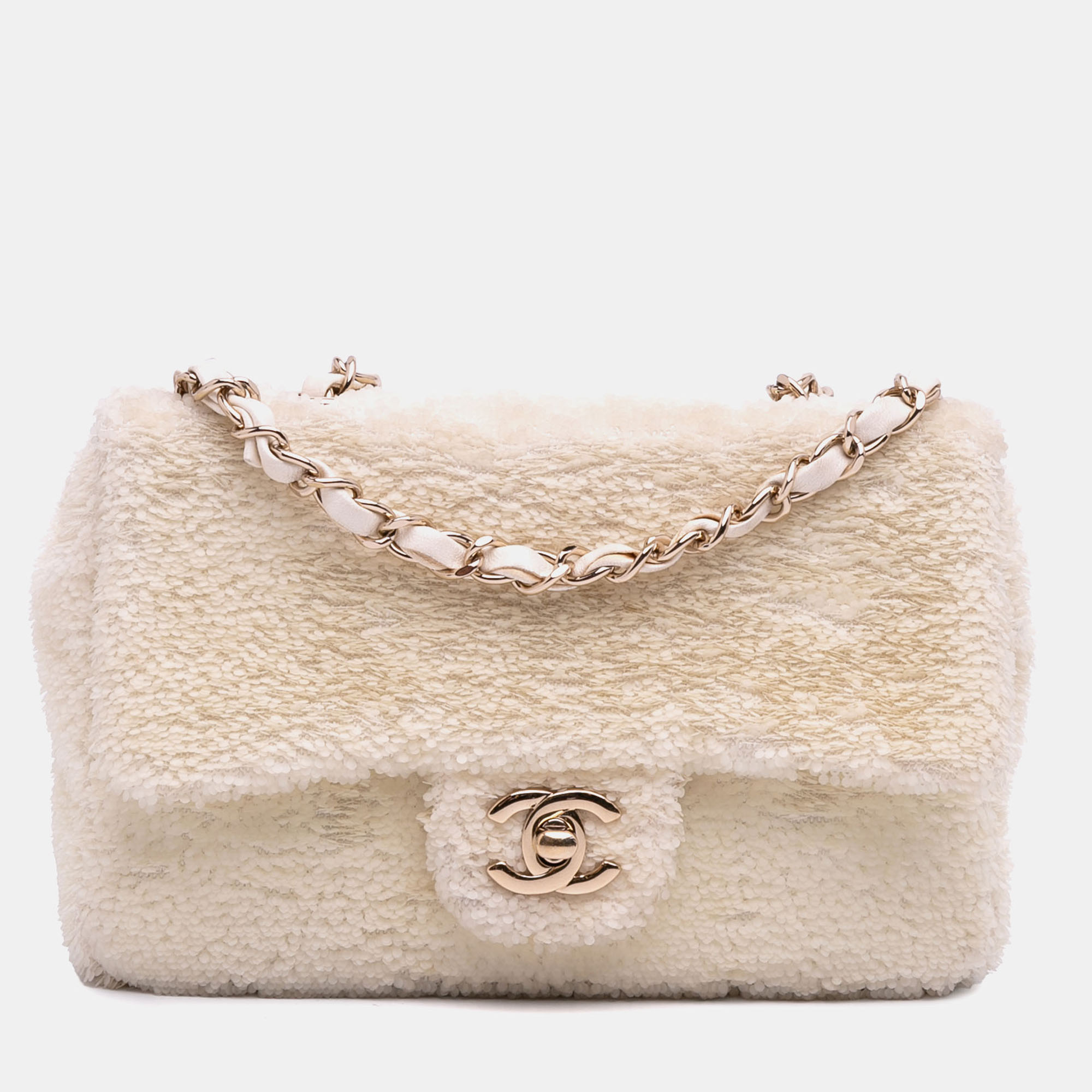

Chanel Beige Small Sequin Single Flap Bag