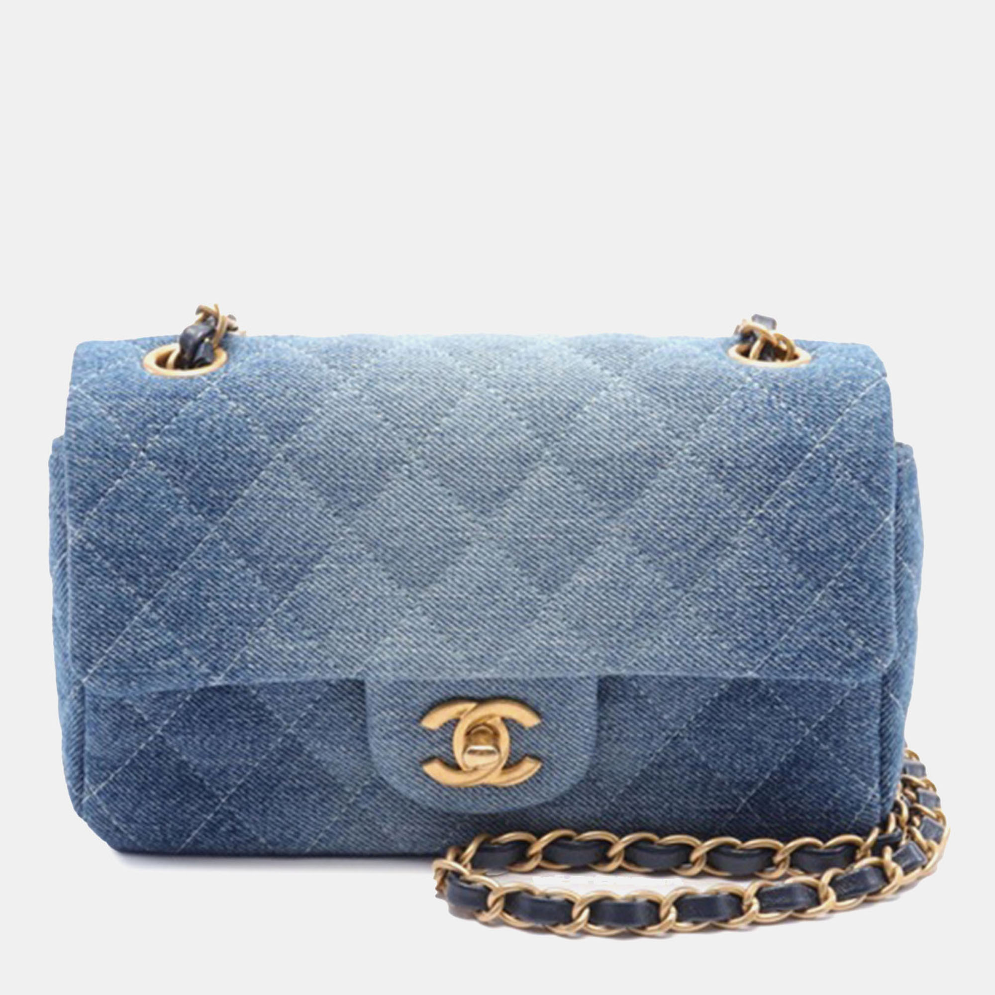 

Chanel Blue Mini Rectangular Quilted Washed Denim Flap Bag