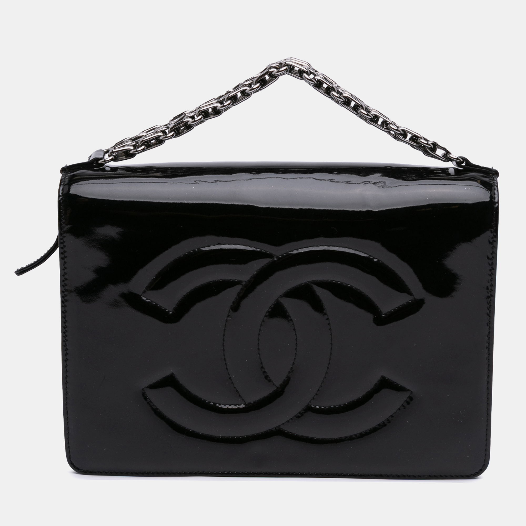 

Chanel Black Mini CC Patent Clutch With Chain