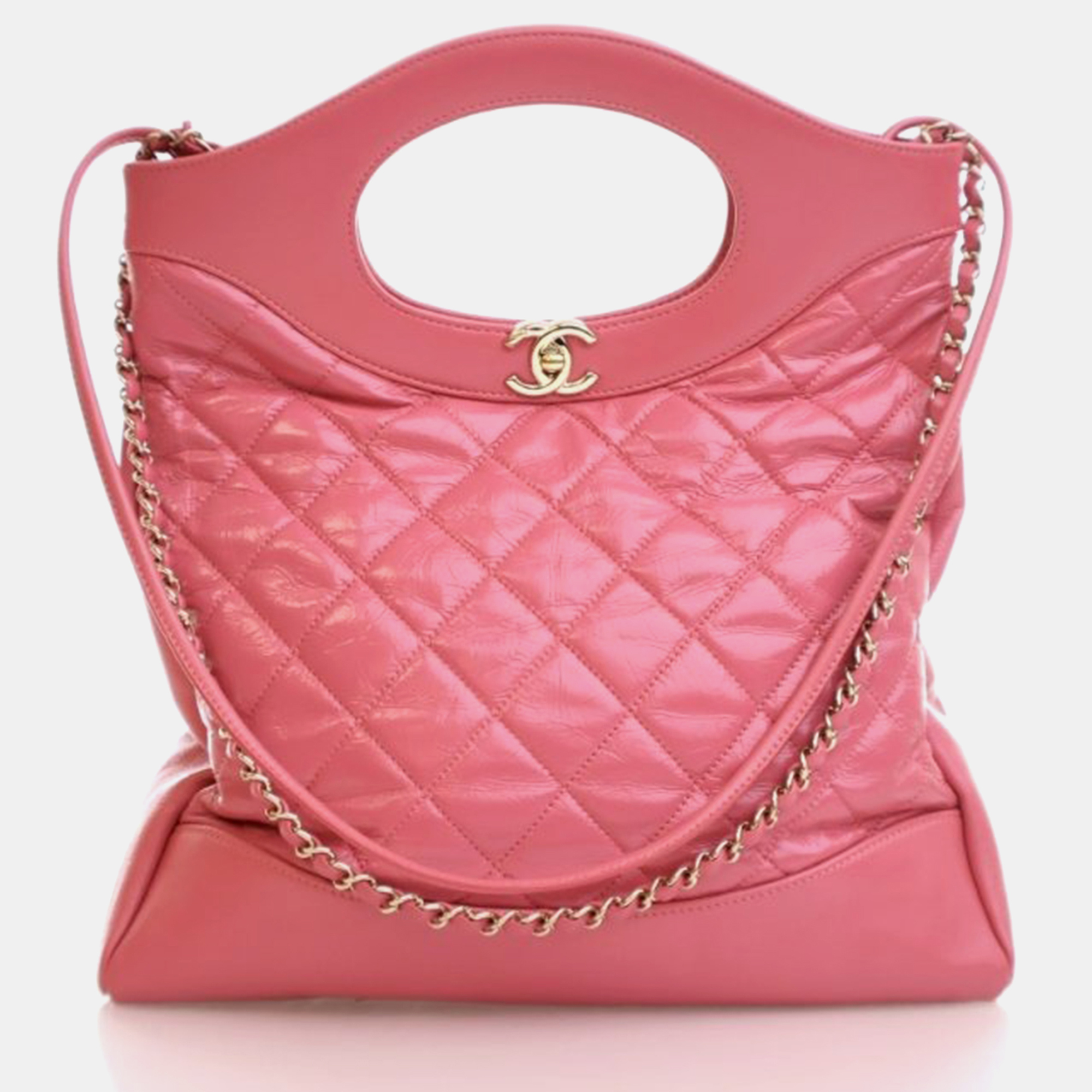 

Chanel 31 Shopping Small Pink Aged Calfskin Shoulder Bag