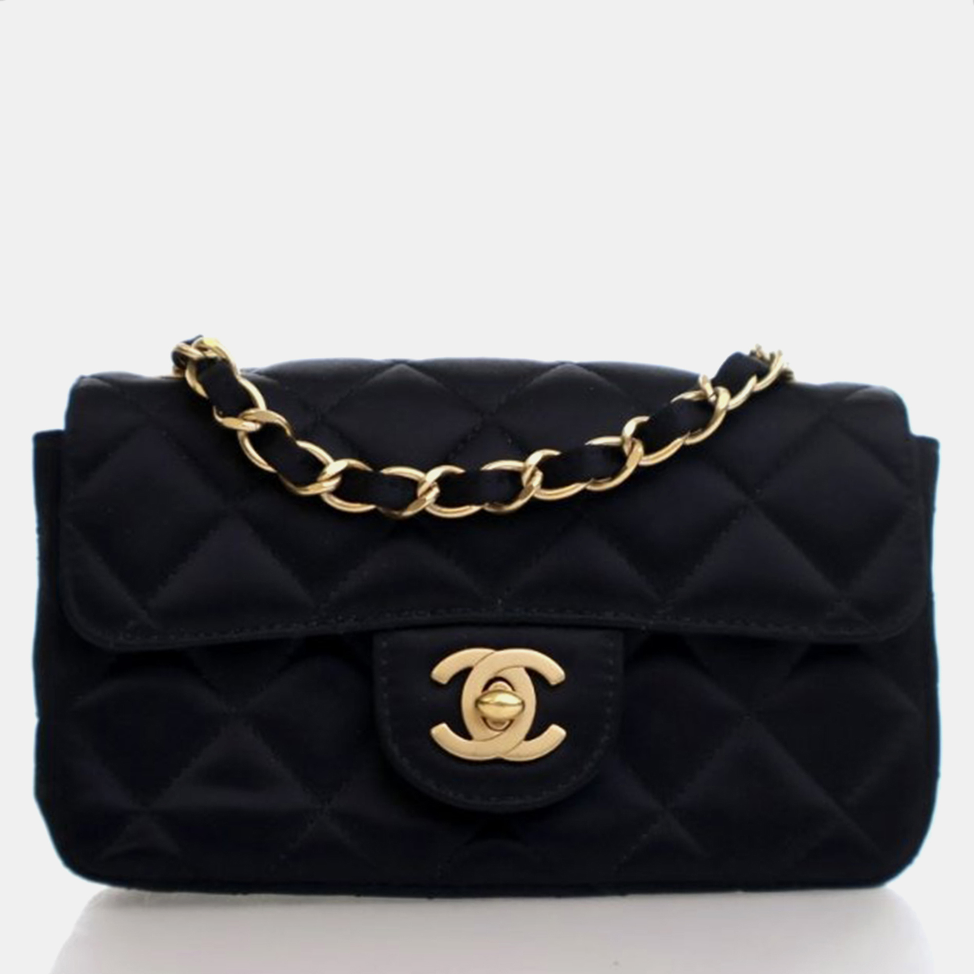 

Chanel Single Flap Mini Black Satin Bag