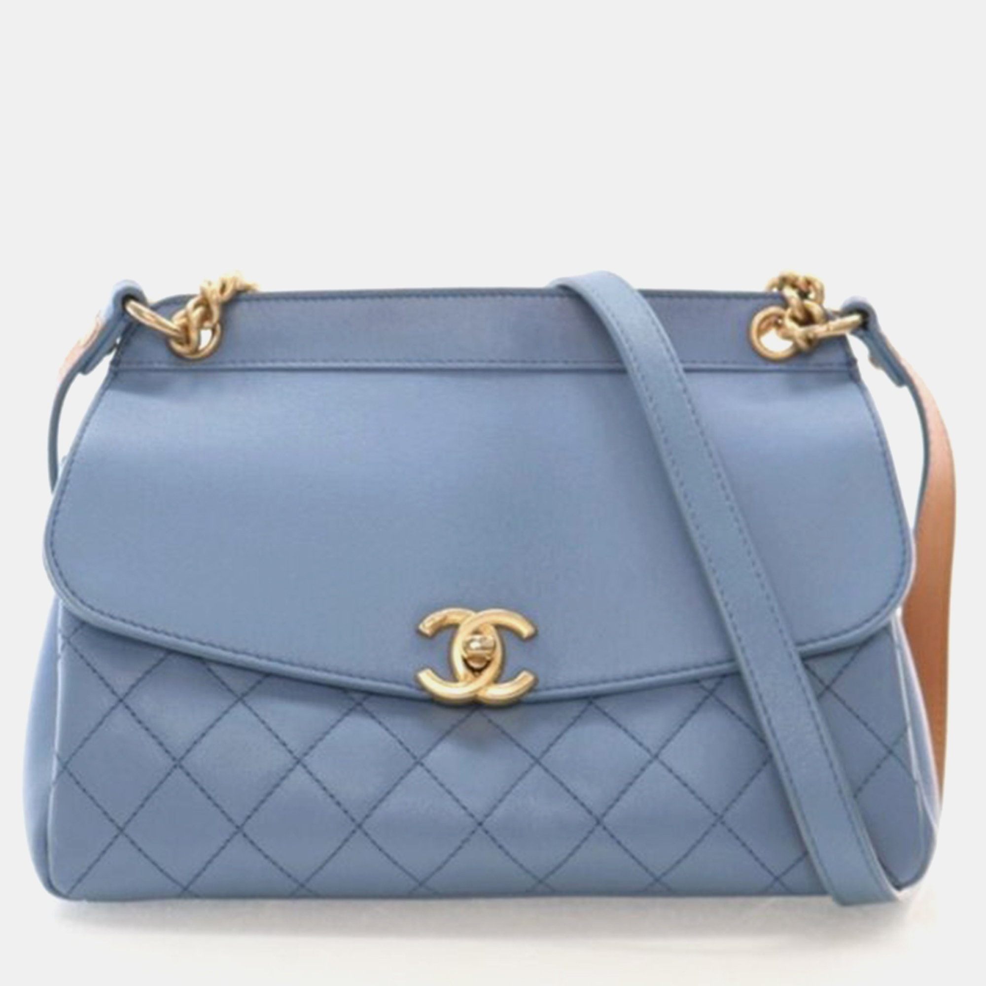 

Chanel Curve Medium Blue Calfskin Flap Bag