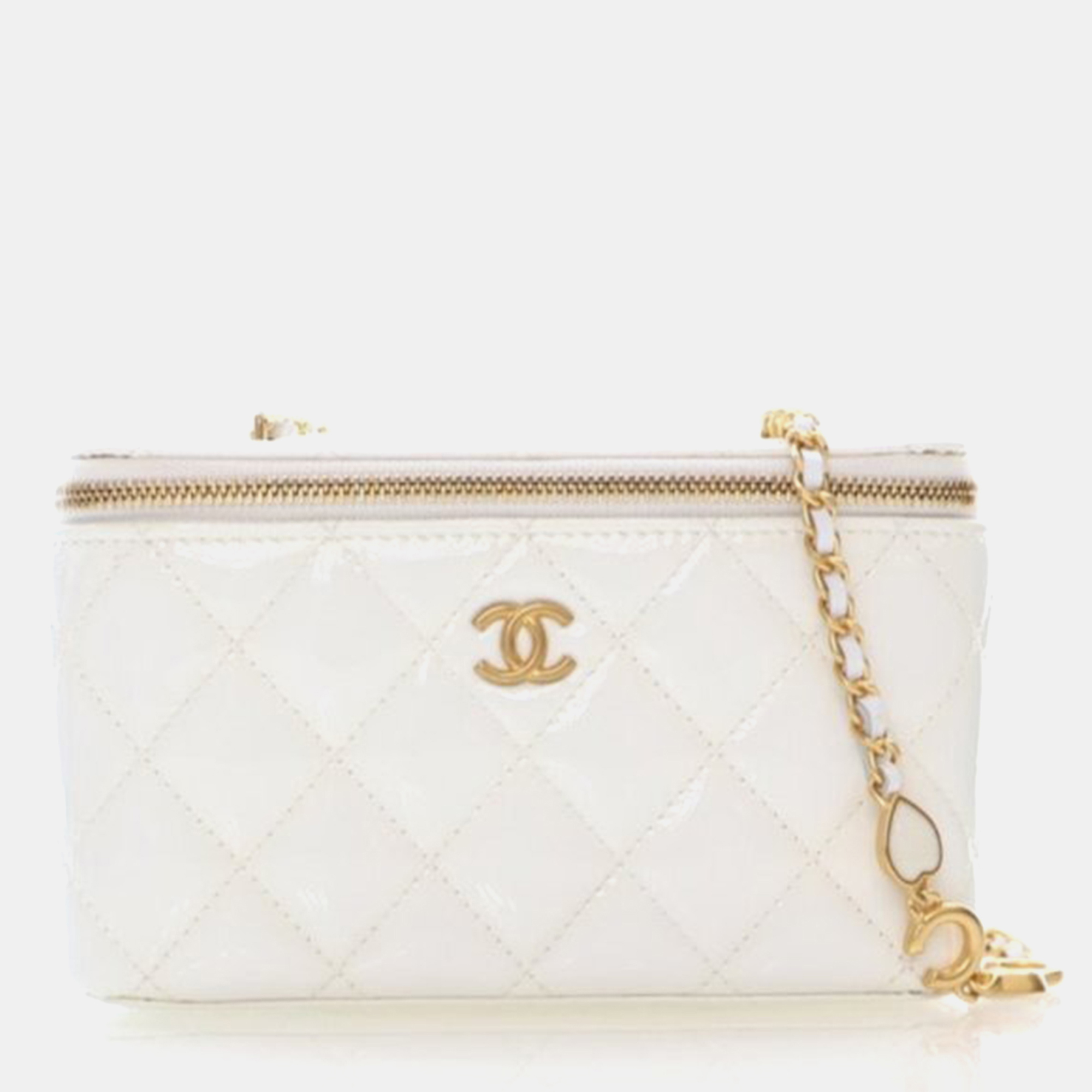 

Chanel Vanity Case Small White Patent Leather Shoulder Bag