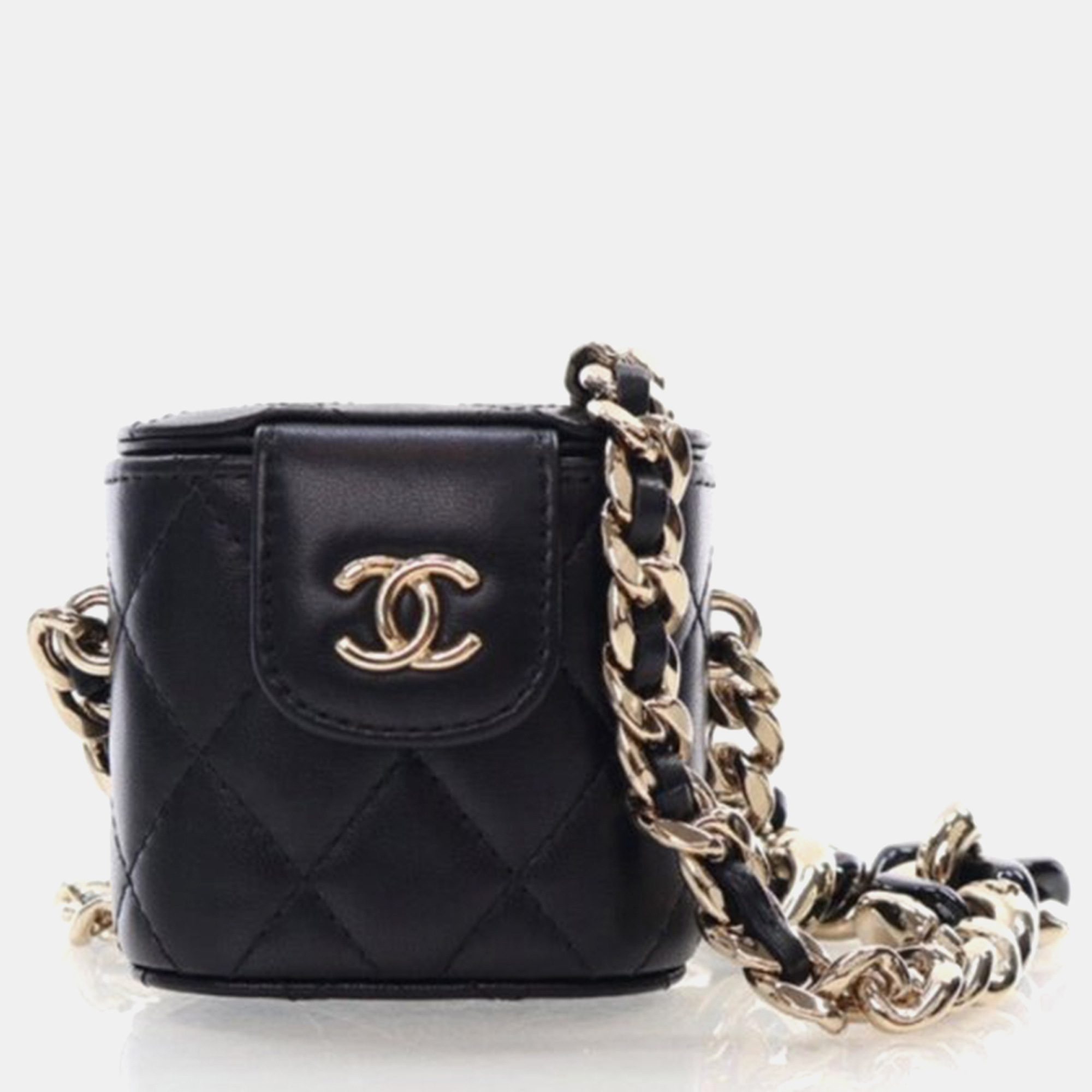 

Chanel Mini Black Lambskin Tubular Resin Chain Vanity Case