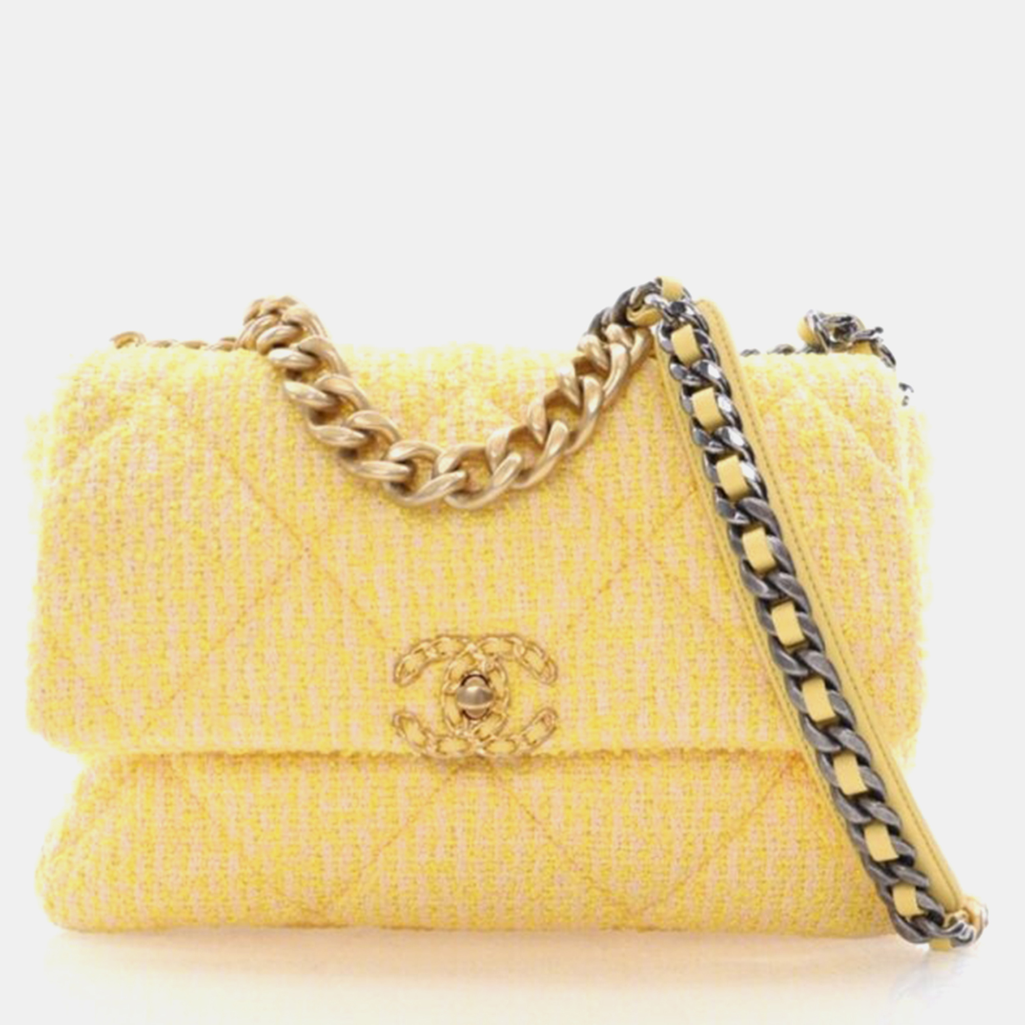 

Chanel 19 Large Yellow Tweed Shoulder Bag