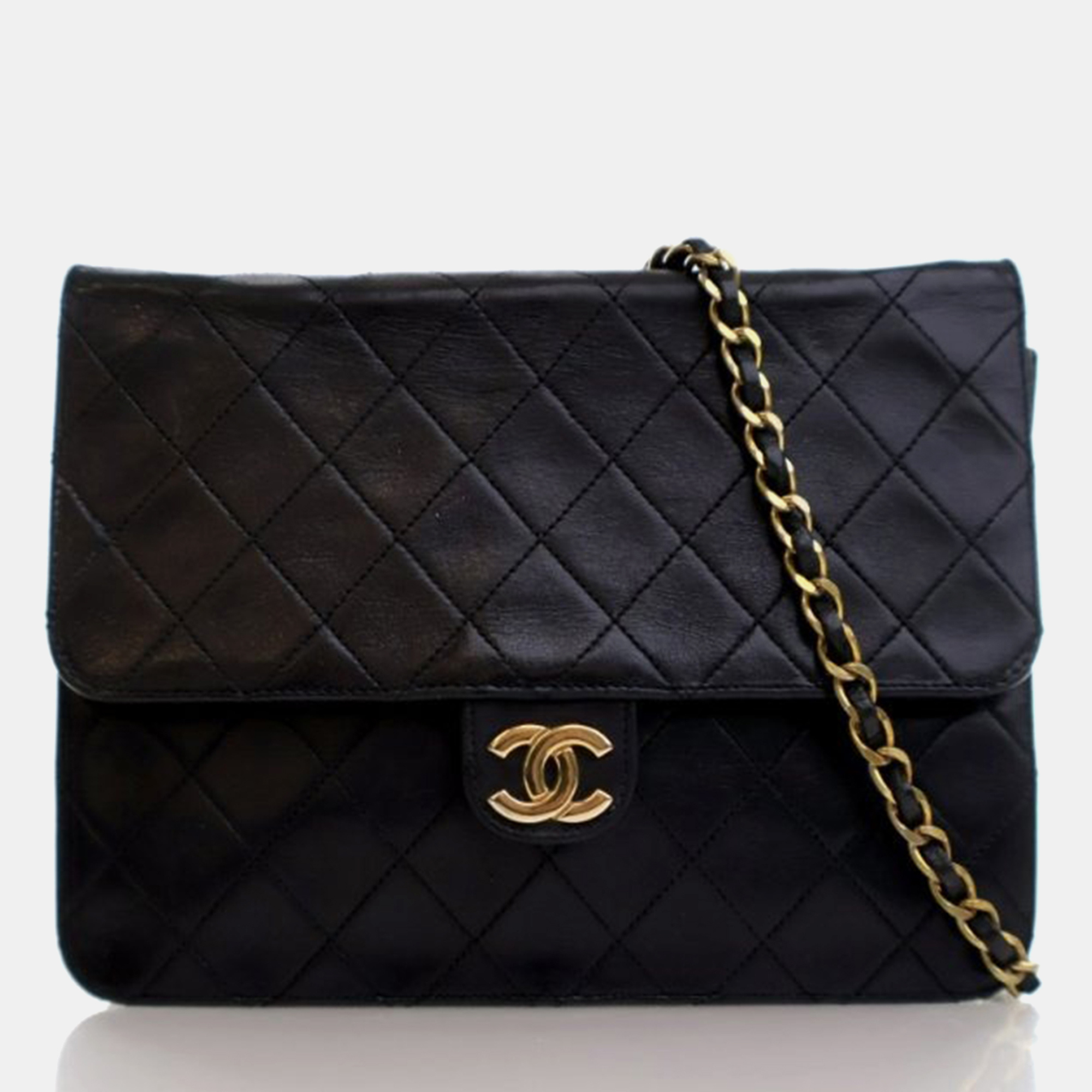 

Chanel Square Small Black Lambskin Shoulder Bag