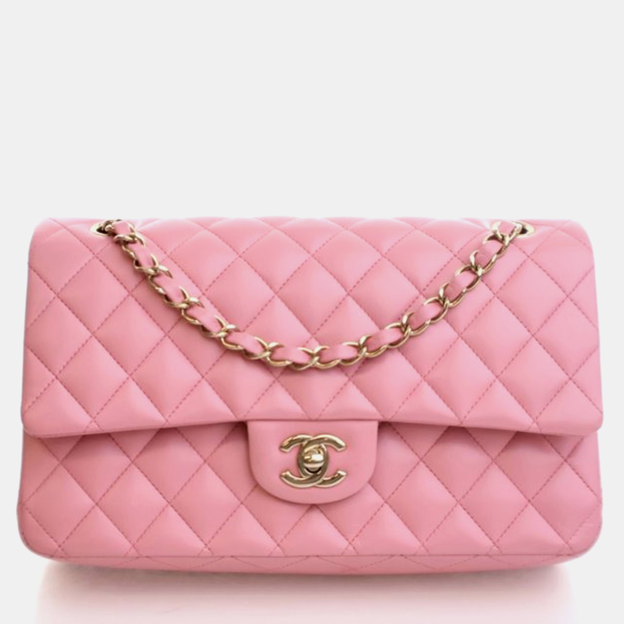 

Chanel Classic Double Flap Medium Pink Lambskin Shoulder Bag