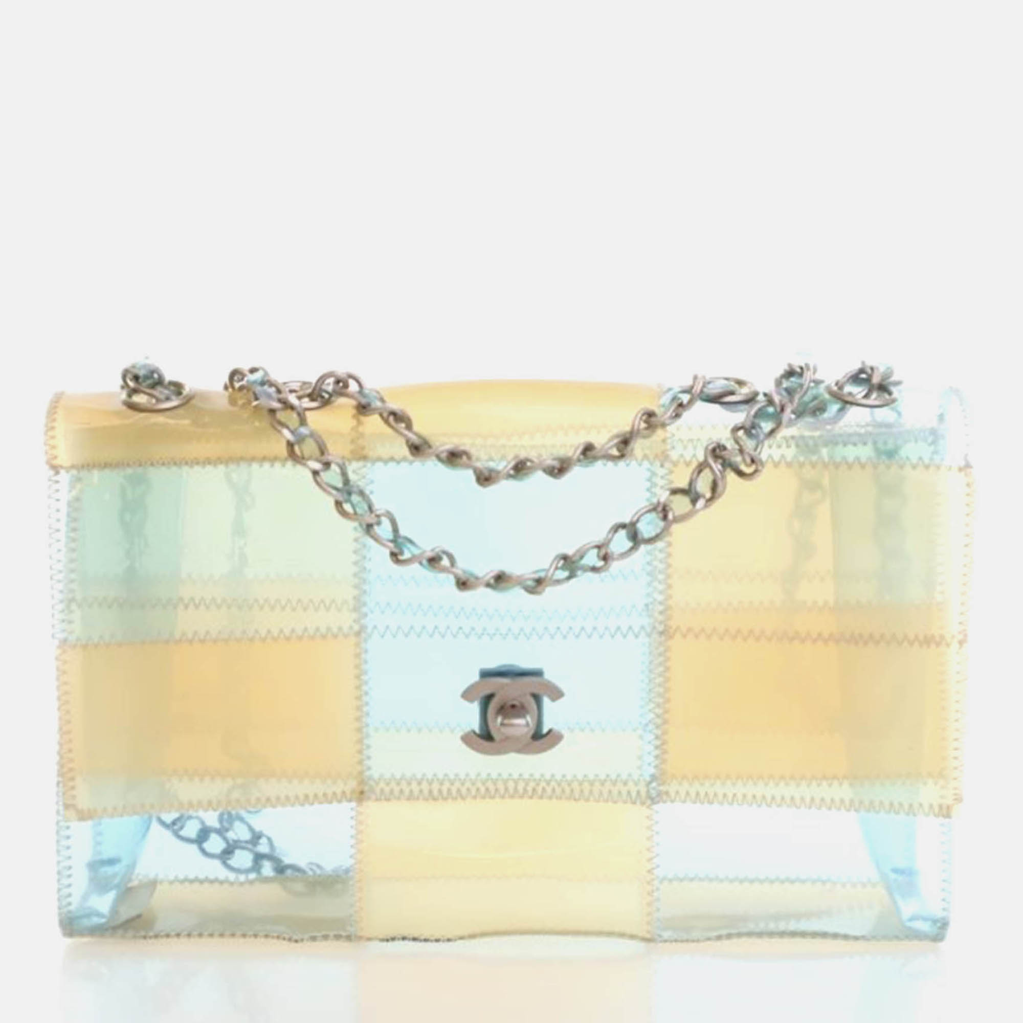 

Chanel Single Flap Medium Blue PVC Vintage Bag, Multicolor