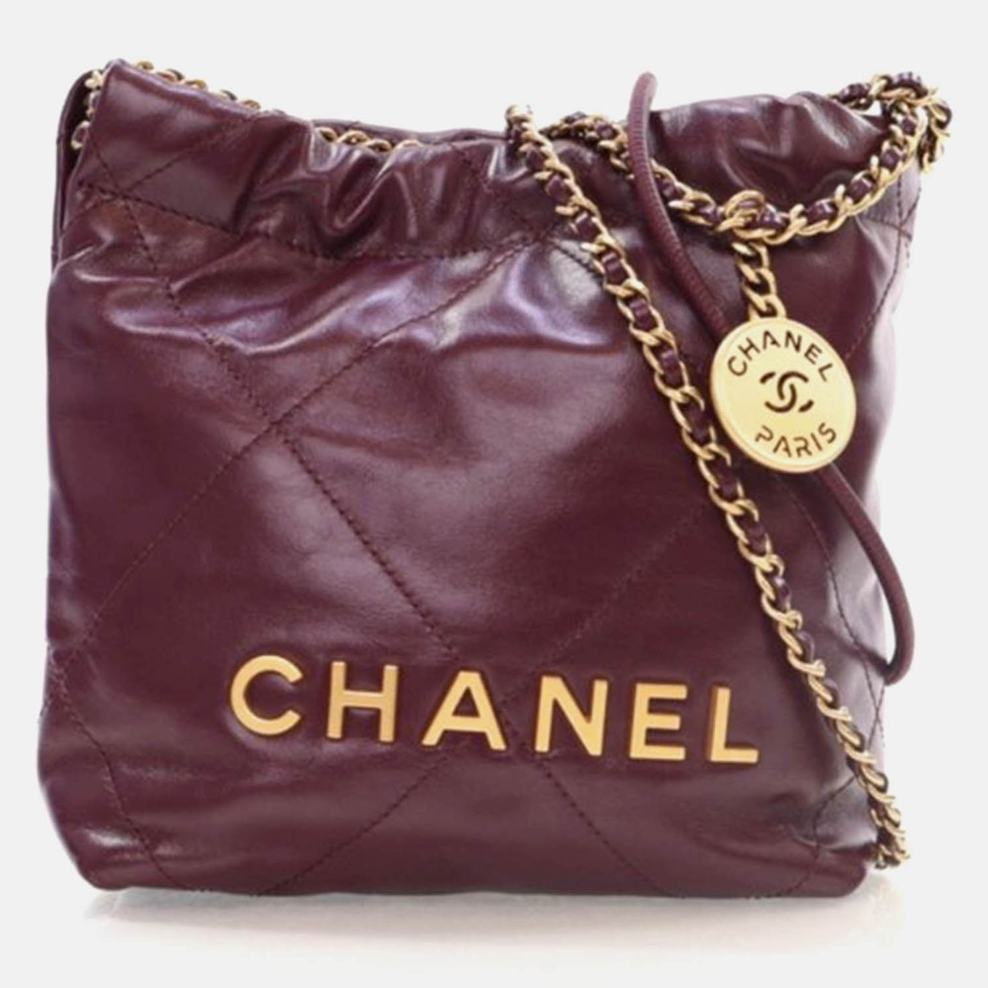 

Chanel 22 Mini Burgundy Calfskin Hobo Bag