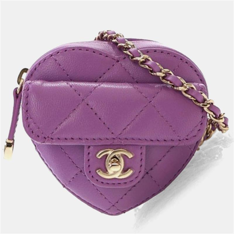 

Chanel In Love Heart Mini Purple Lambskin CC Bag