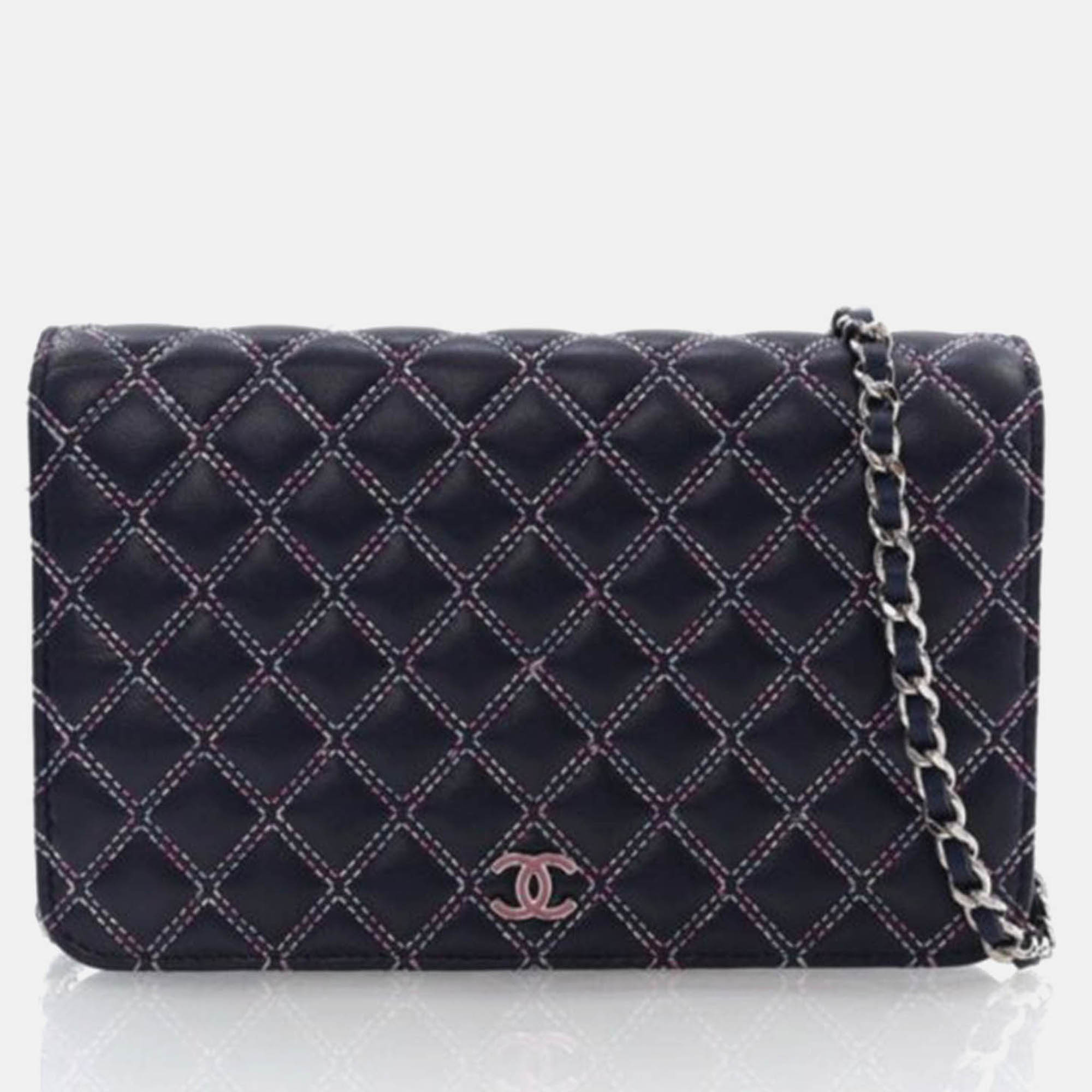 

Chanel Navy Blue Lambskin Wallet On Chain (WOC)
