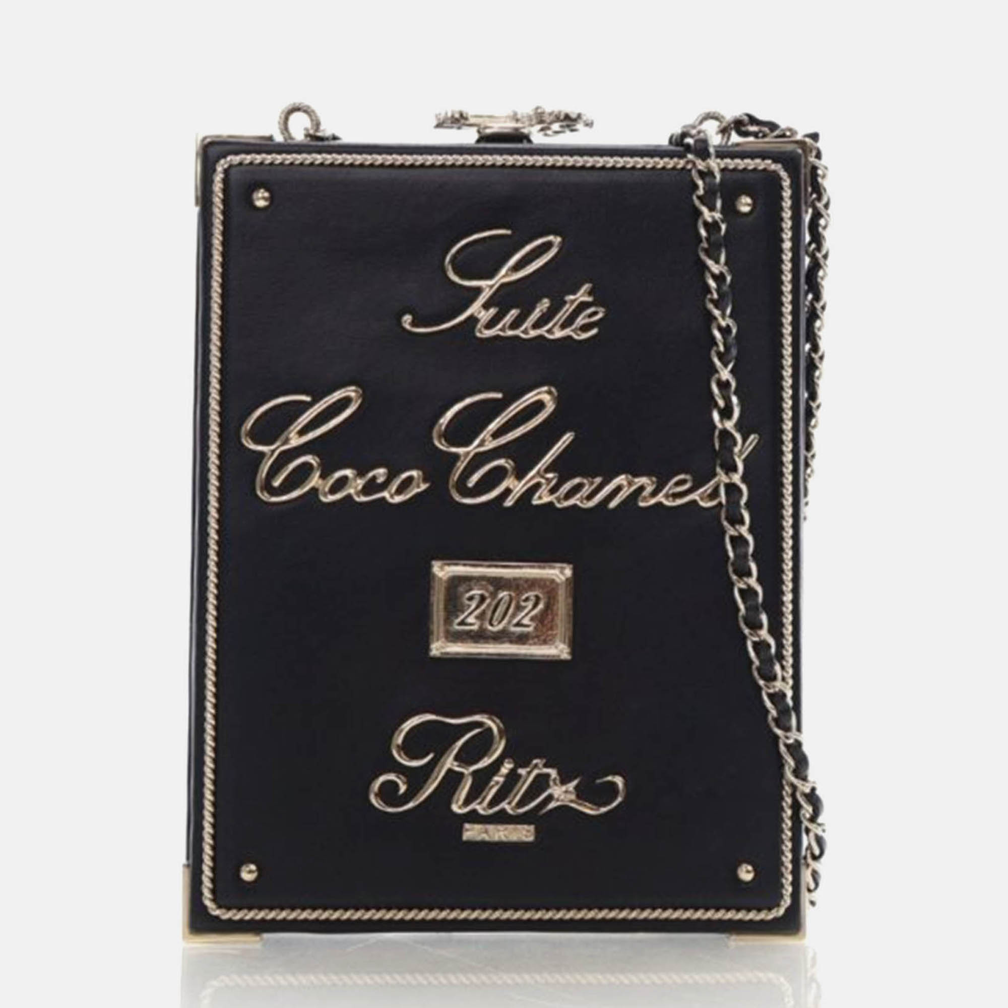 

Chanel Black Lambskin Room Card Minaudiere Evening Bag