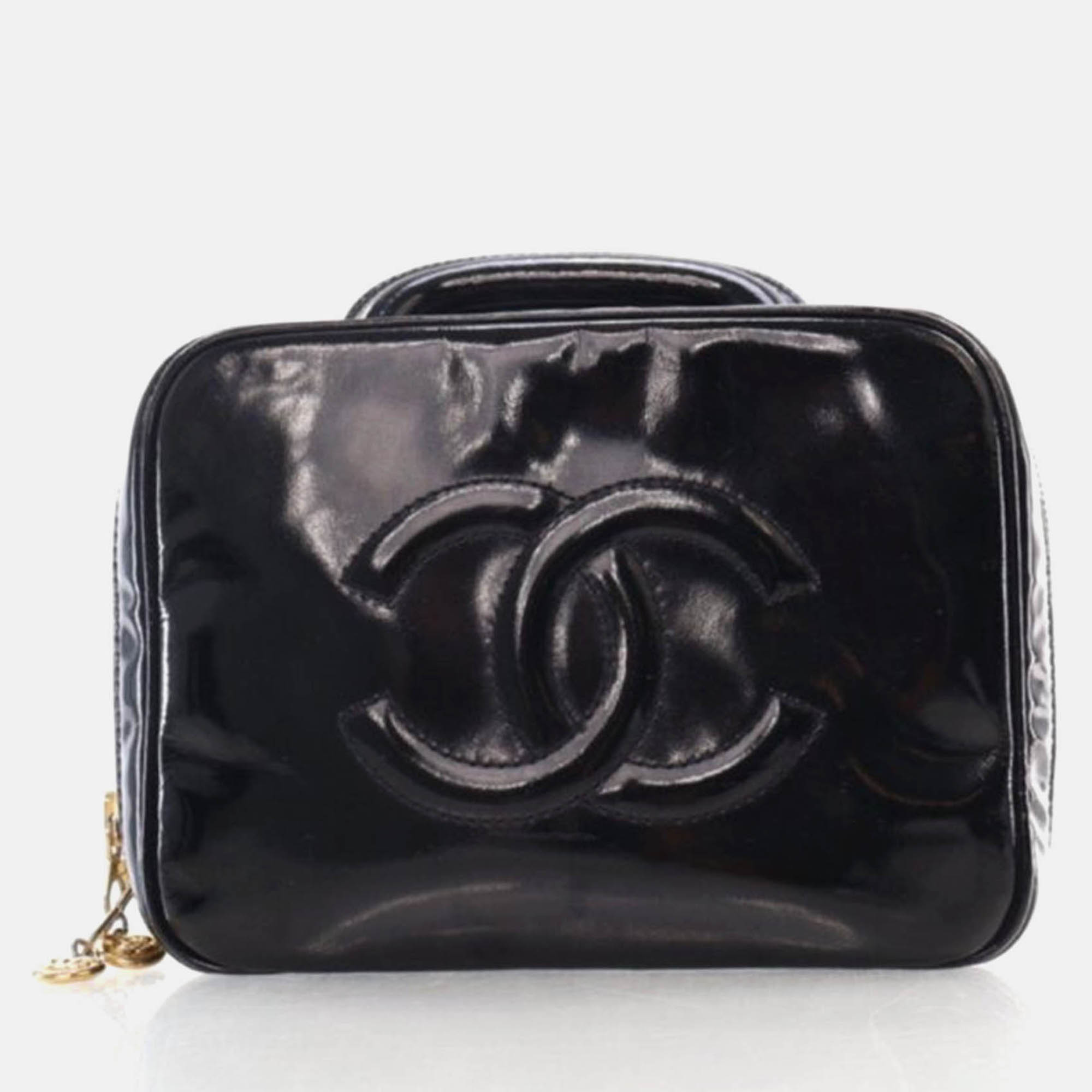 

Chanel Vintage Vanity Top Handle Black Patent