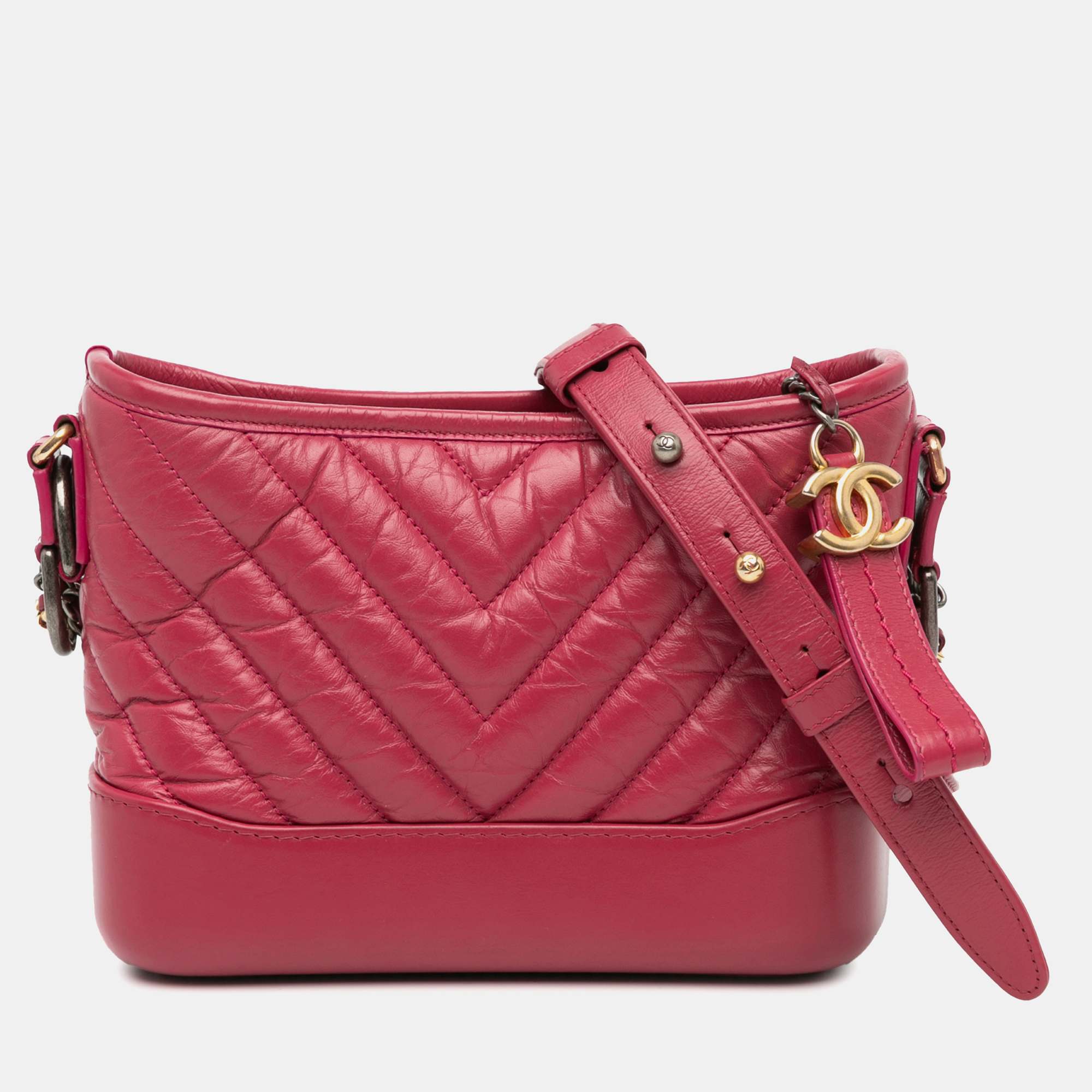 

Chanel Pink Small Chevron Aged Calfskin Gabrielle Crossbody
