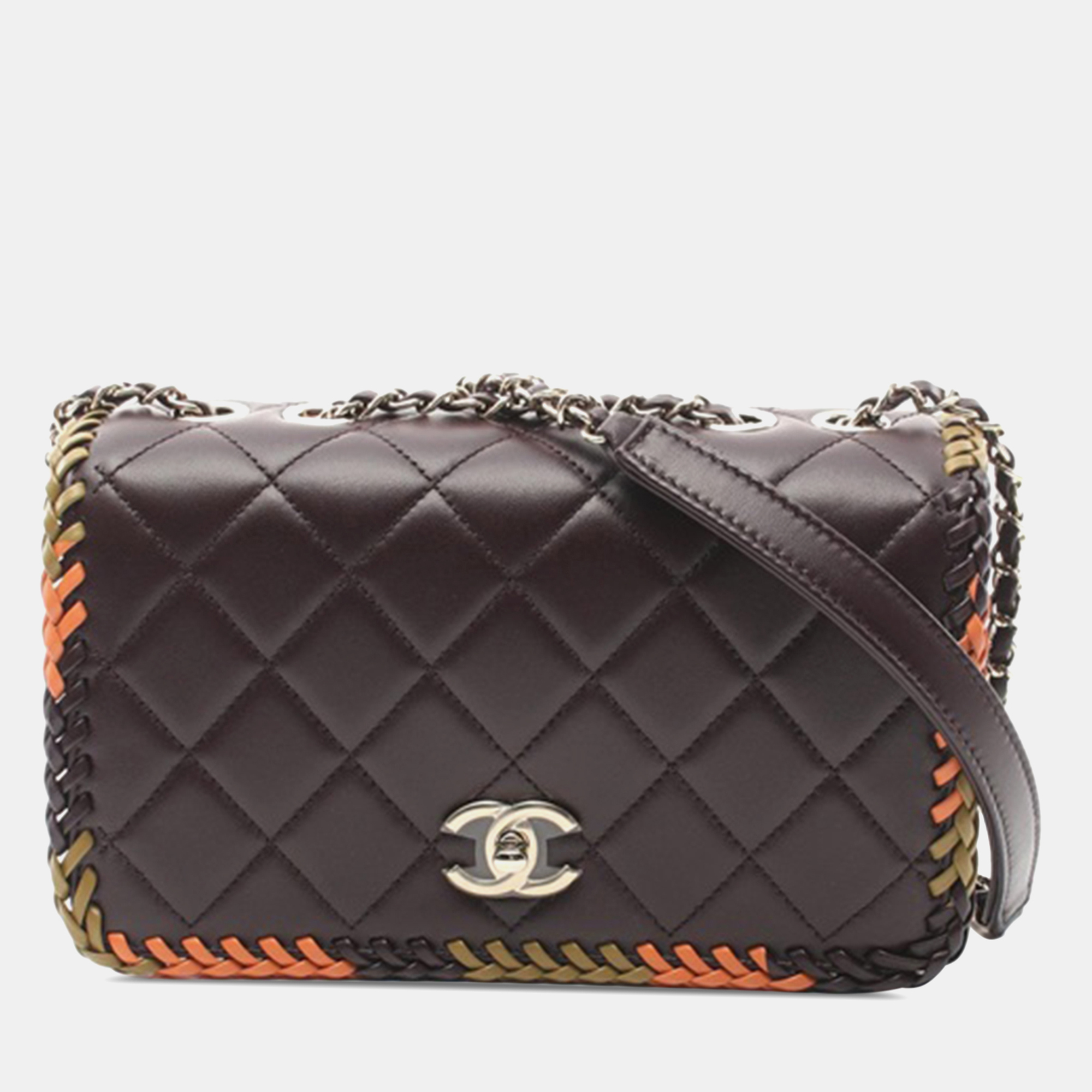 

Chanel Brown Medium Quilted Lambskin Whipstitch Flap