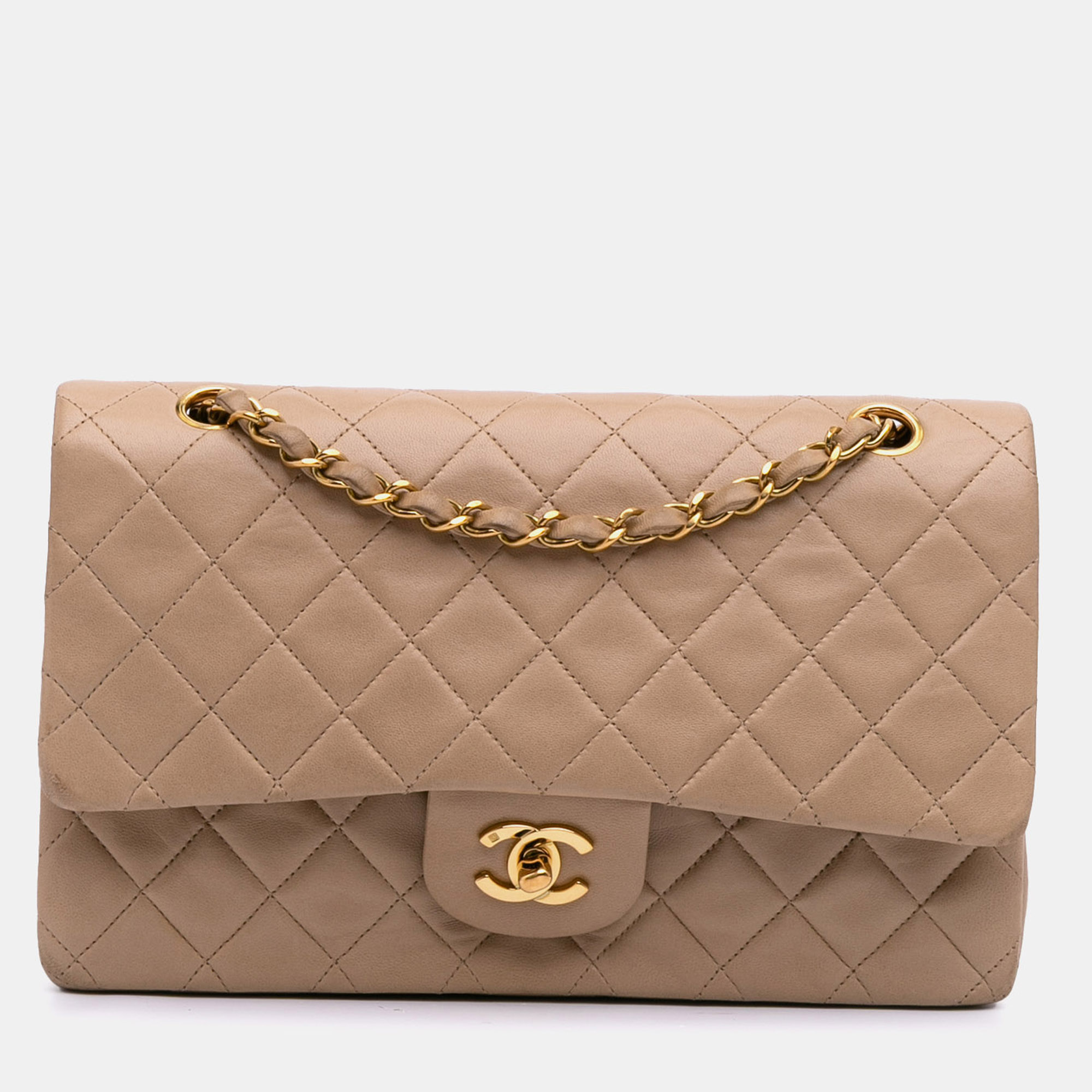

Chanel Beige Medium Classic Lambskin Double Flap