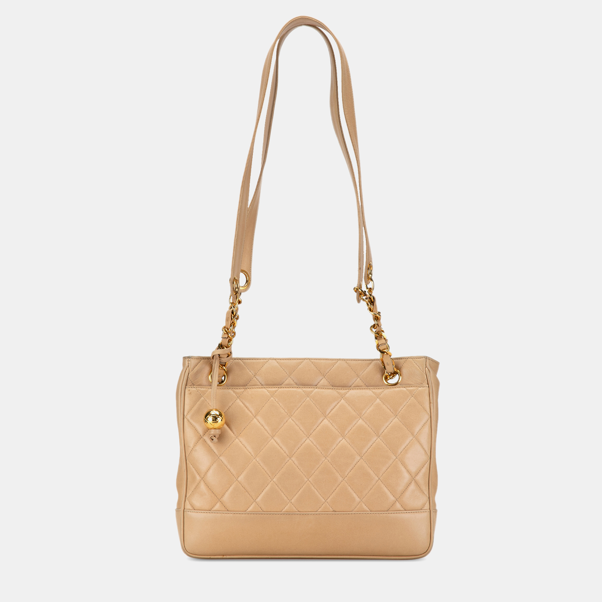 

Chanel Quilted Lambskin Shoulder Bag, Beige