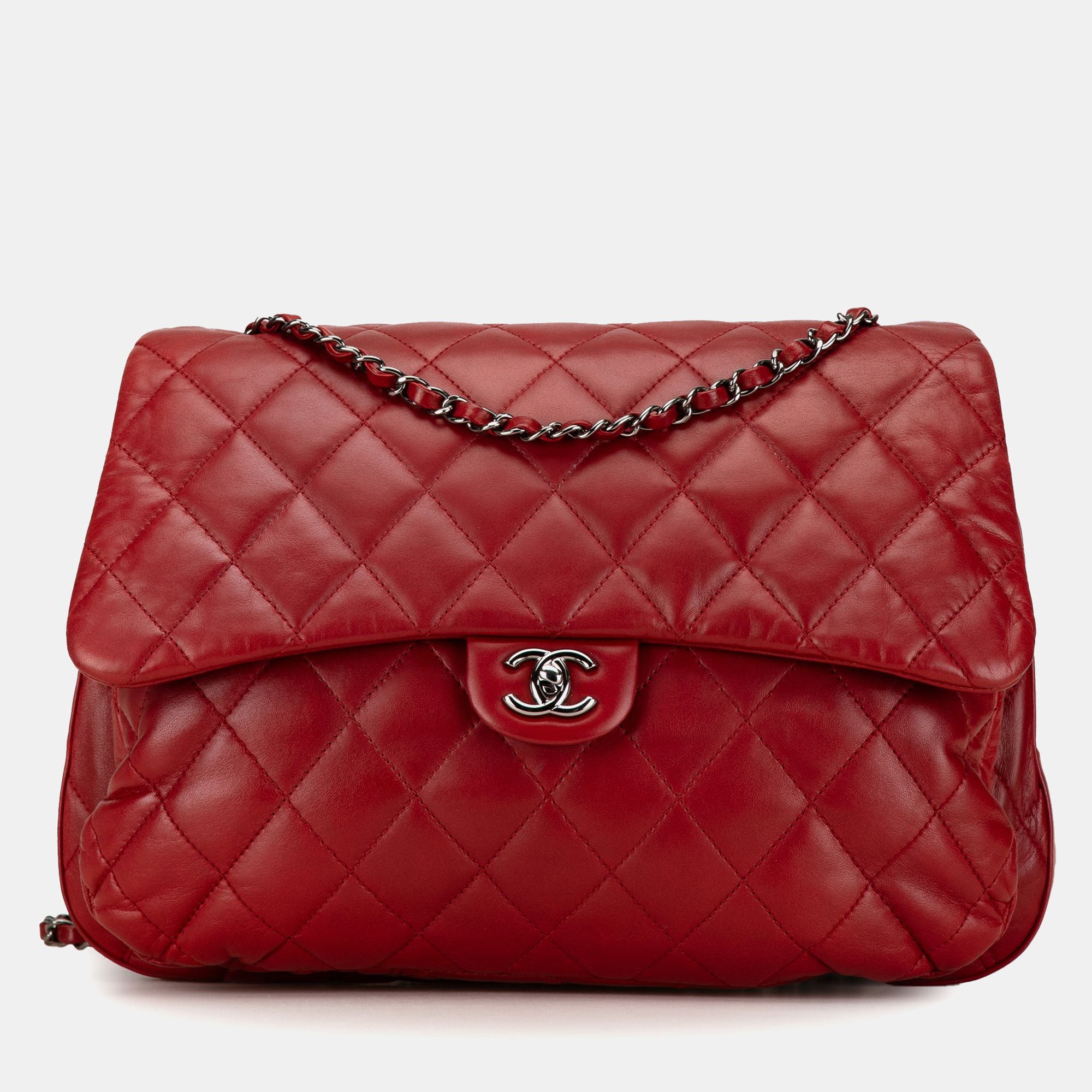 

Chanel Red Maxi Lambskin 3 Accordion Flap