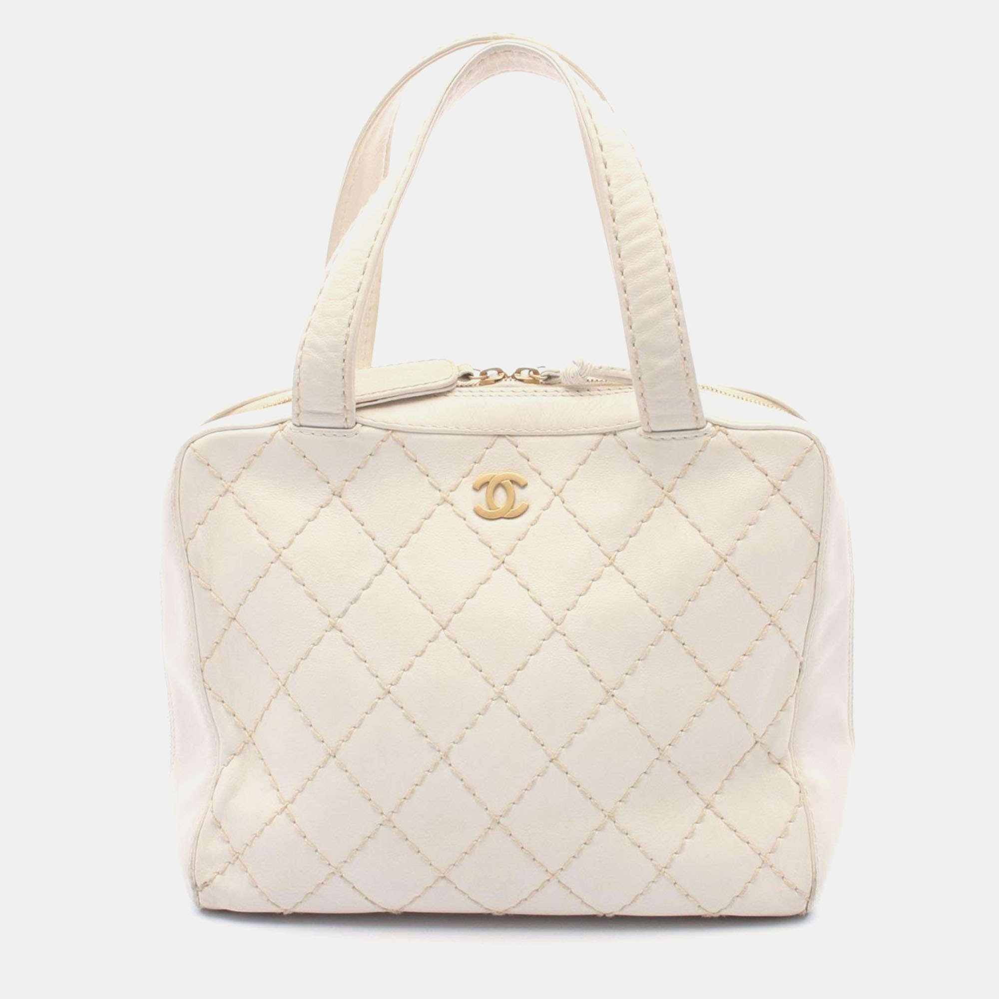 

Chanel Wild Stitch Handbag Leather White Cc