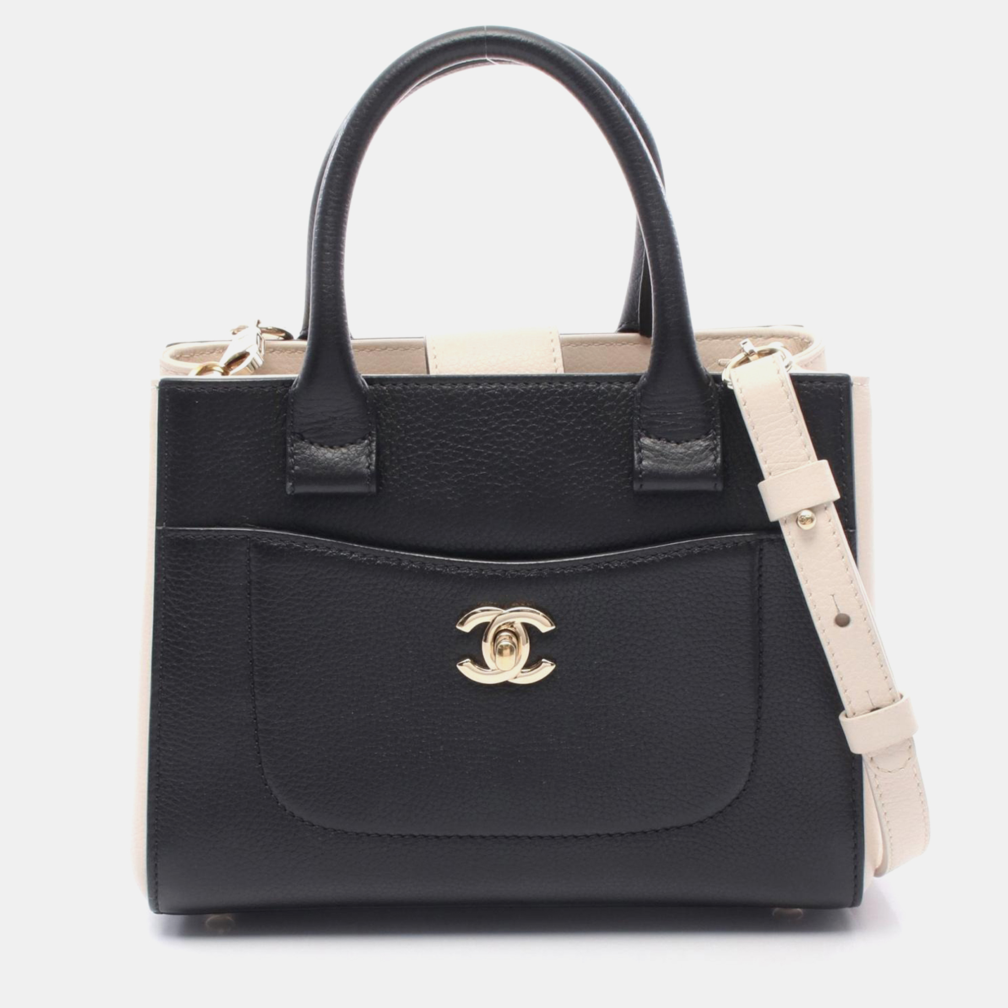 

Chanel Neo Executive Small Black and Beige Leather Tote Bag