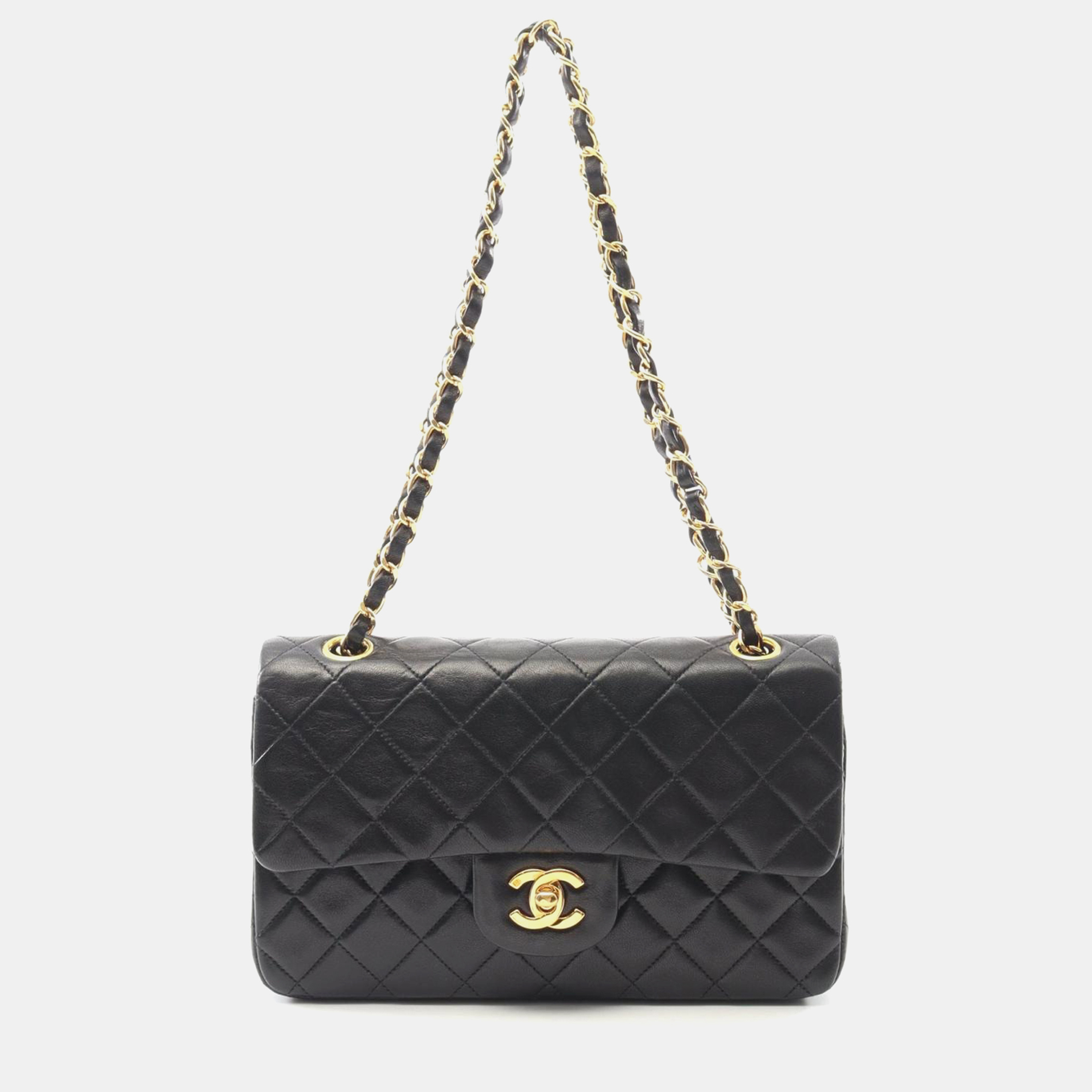 

Chanel Matelasse W Flap Crossbody Chain Shoulder Bag Lambskin Black Ghw