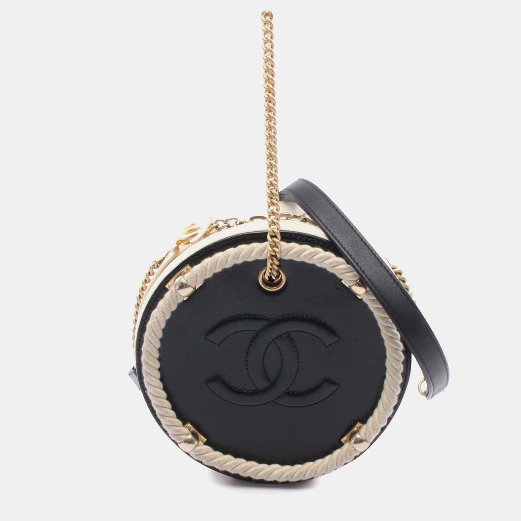 

Chanel Black Crumpled Calfskin En Vogue Round Bag