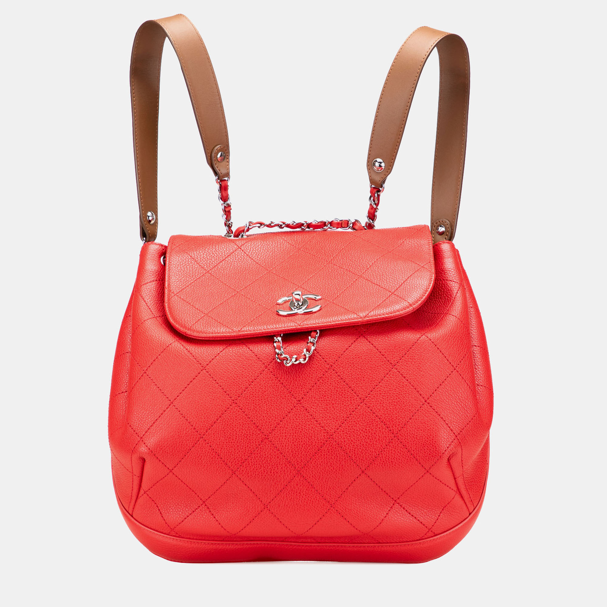 

Chanel Red CC Quilted Caviar Drawstring Backpack