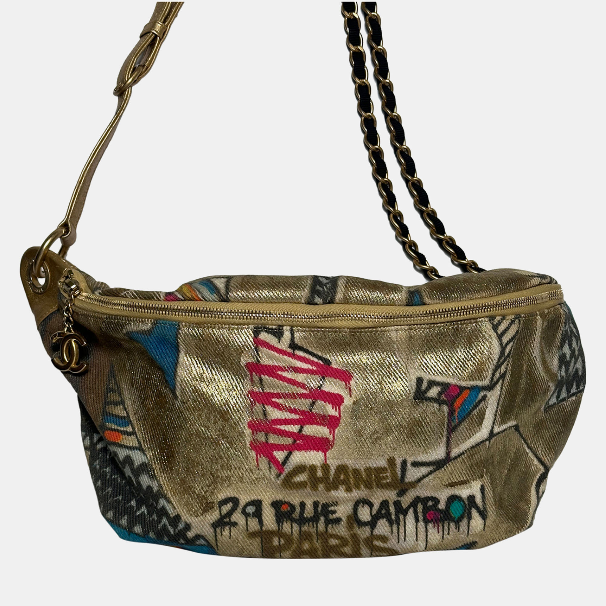 

Chanel Paris-New York Street Spirit Waist Bag Graffiti Printed Canvas, Green