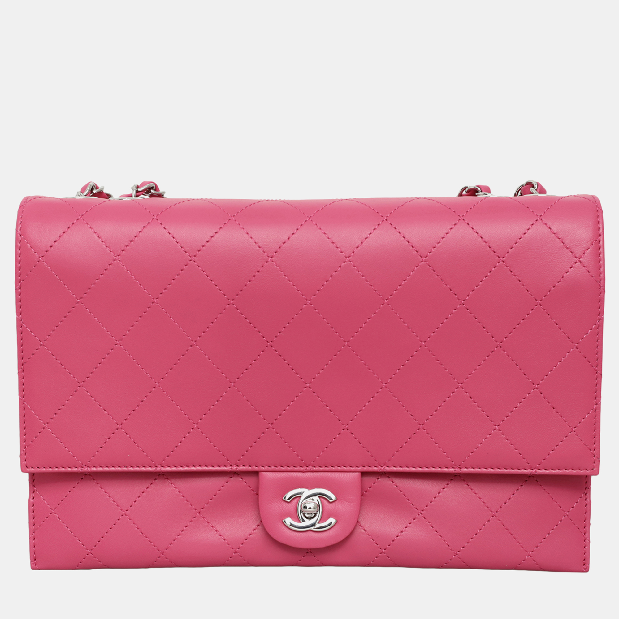 

Chanel Quilted Double Flap Shoulder Bag, Pink