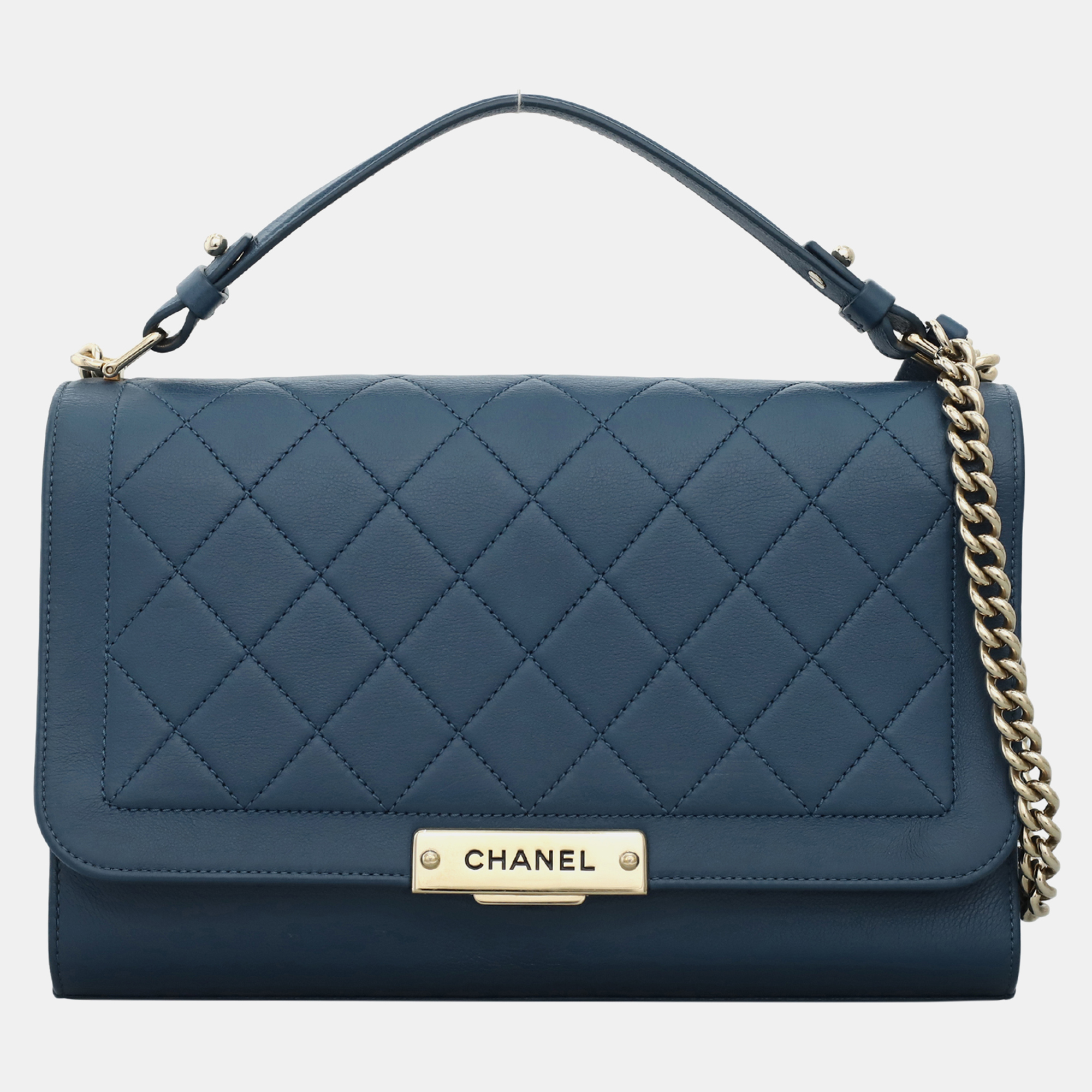 

Chanel Medium Label Click Flap Bag, Blue