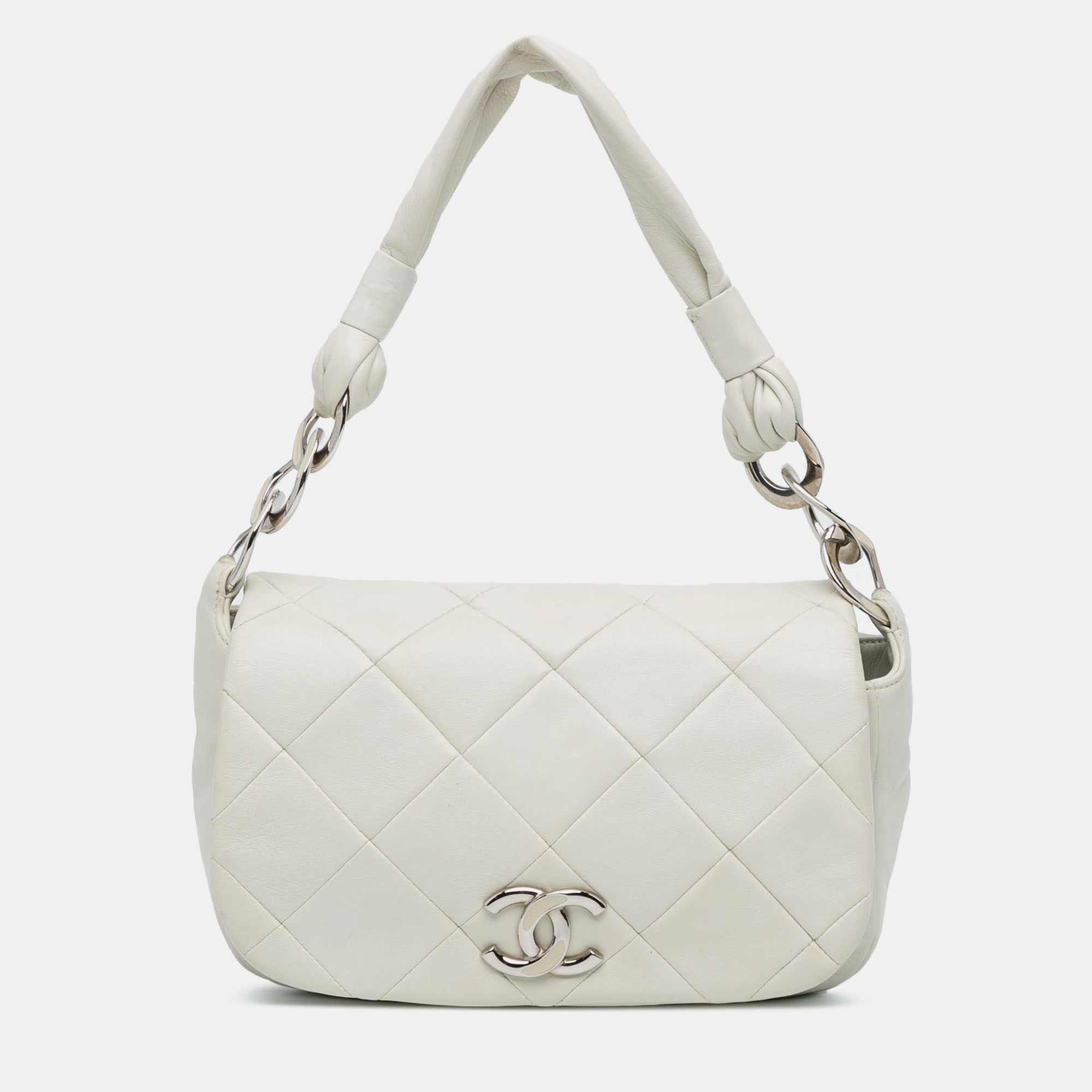 

Chanel White Quilted Lambskin Pillow Soft Enamel CC Flap