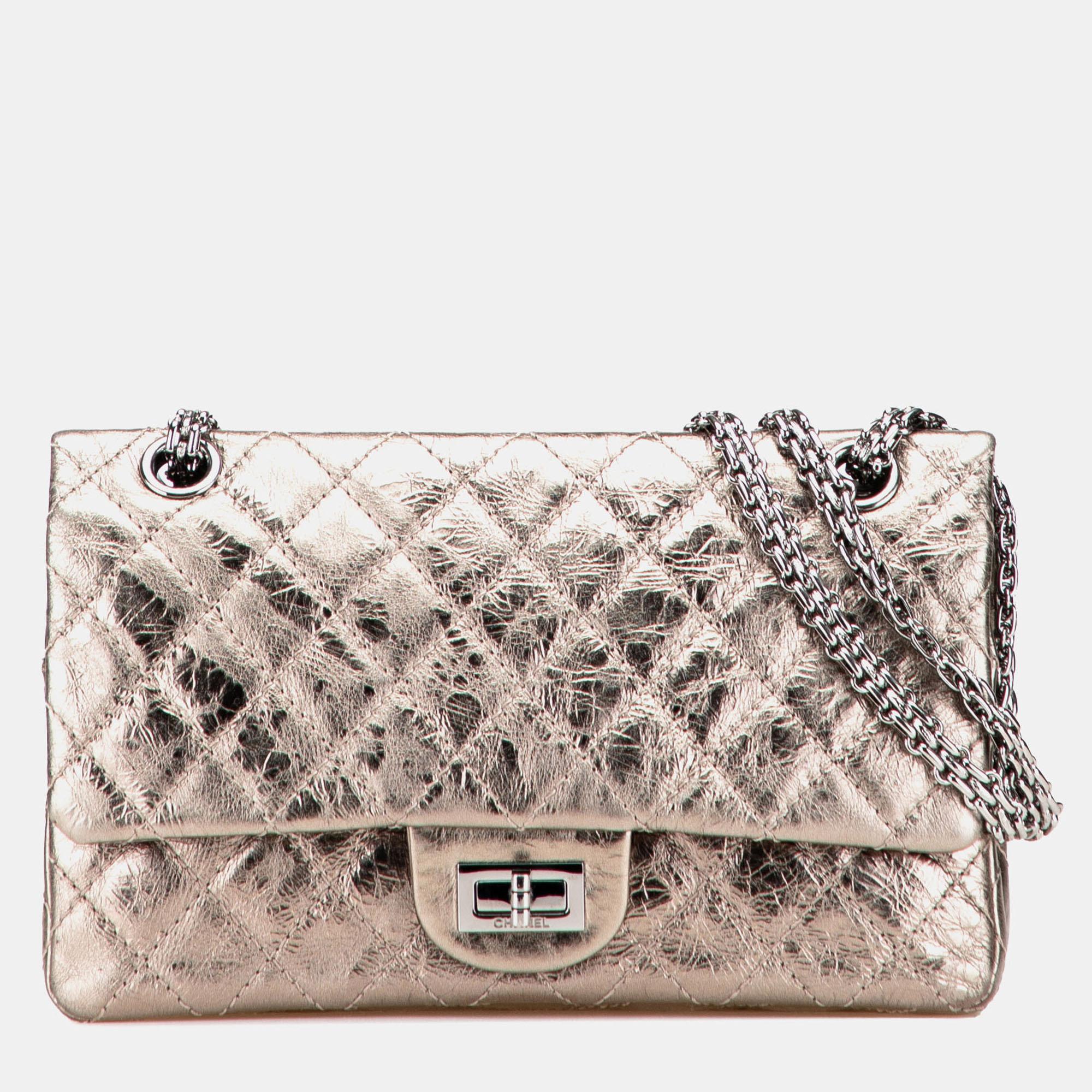 

Chanel Beige Reissue 2.55 Aged Metallic Calfskin Double Flap 225