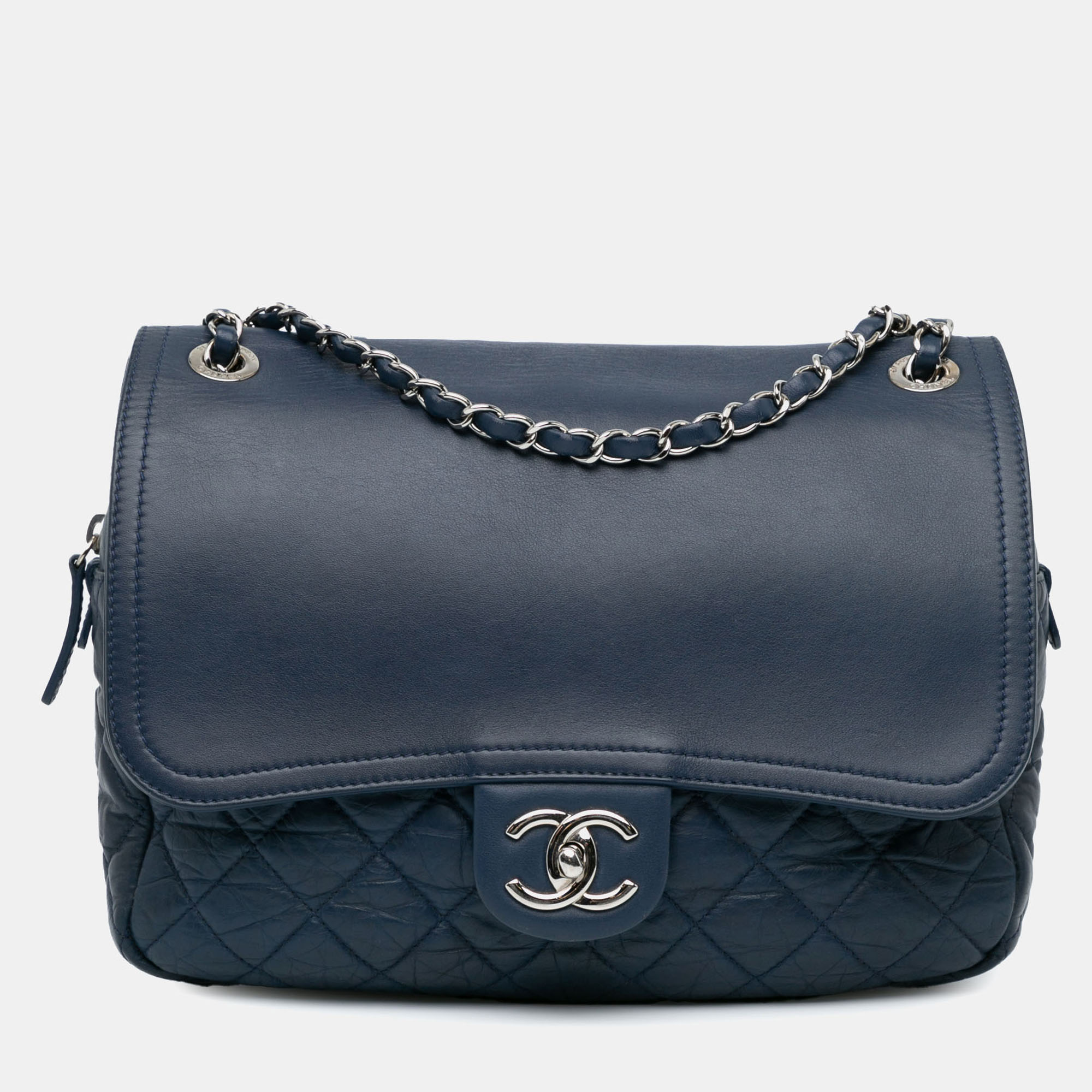 

Chanel Blue Quilted Calfskin Easy Zip Flap