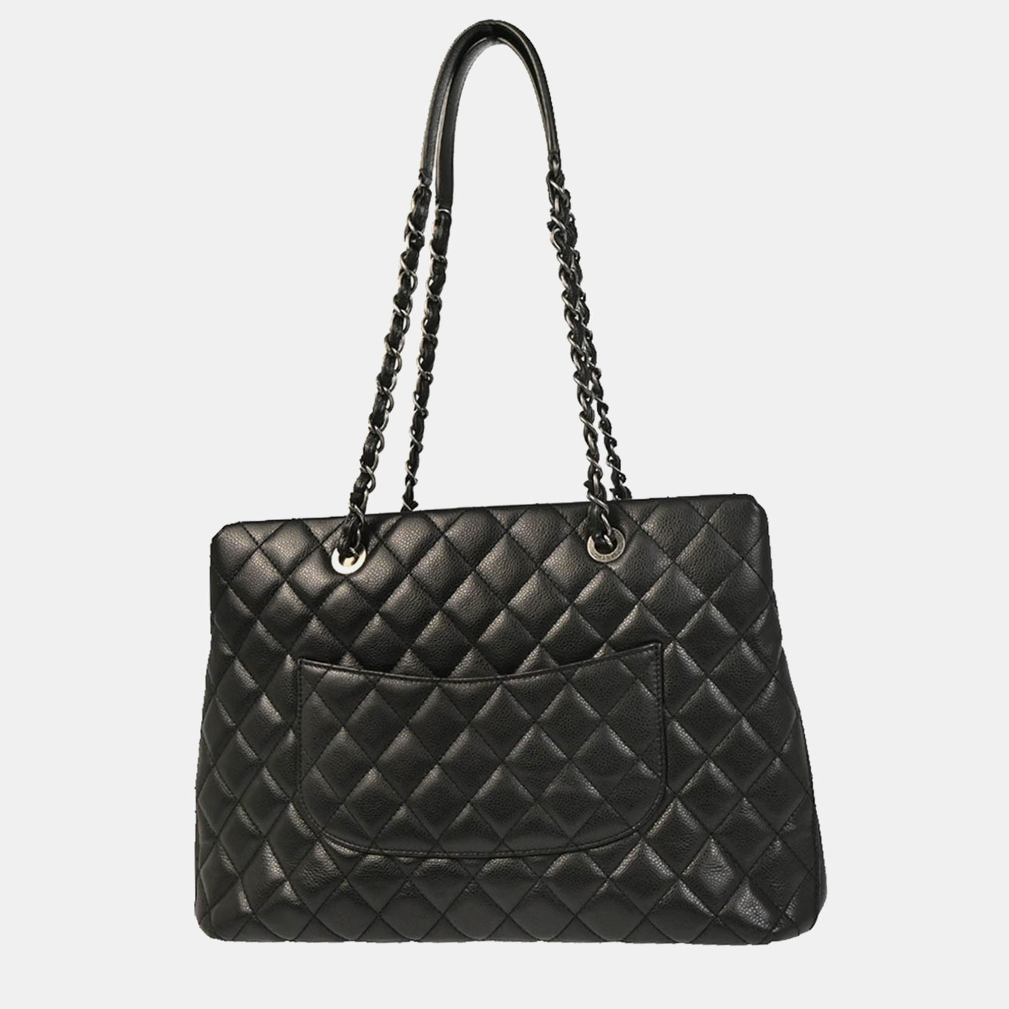 

Chanel CC Black Caviar Leather Tote Bag