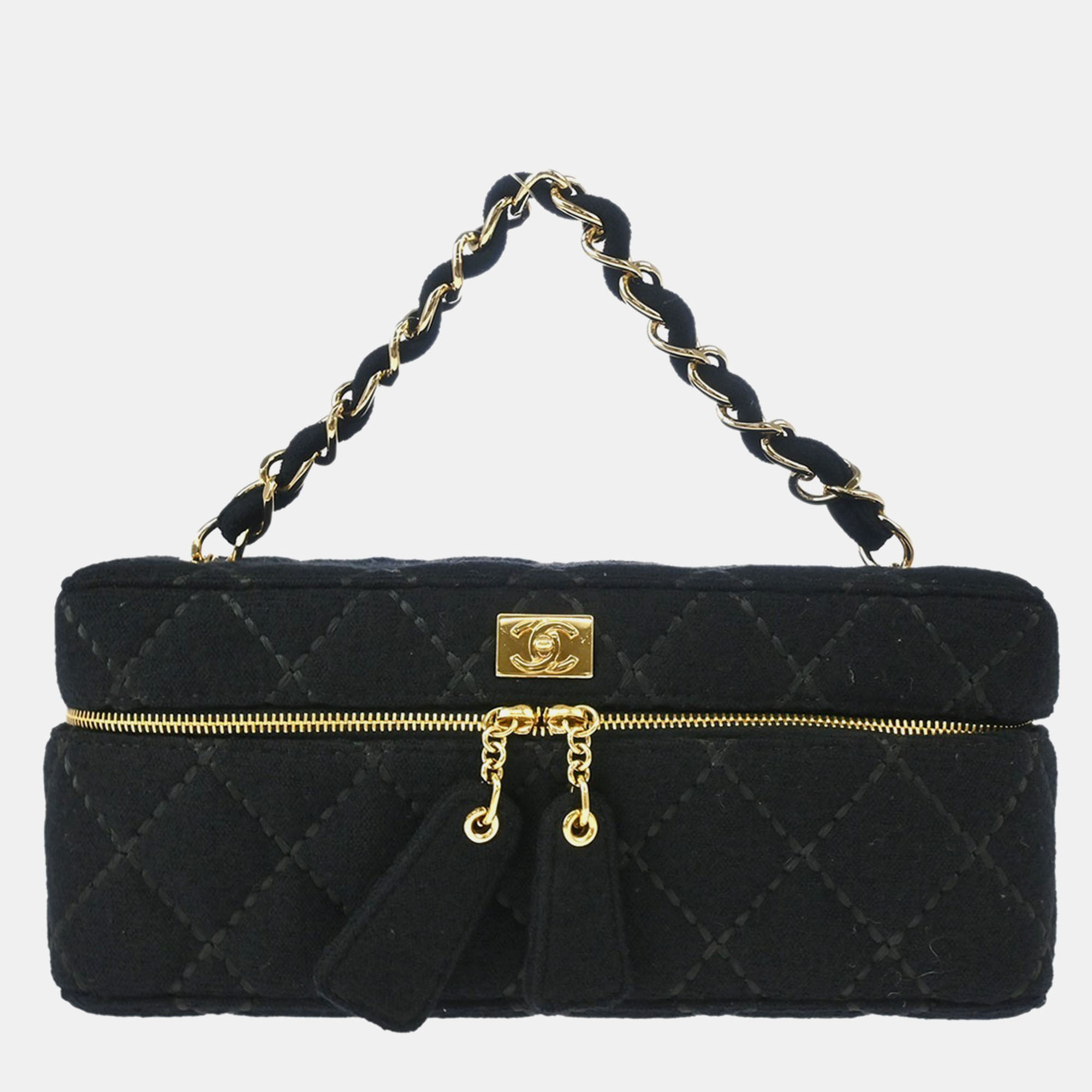 

Chanel Vanity Black Cotton Wild Stitch Top Handle Bag